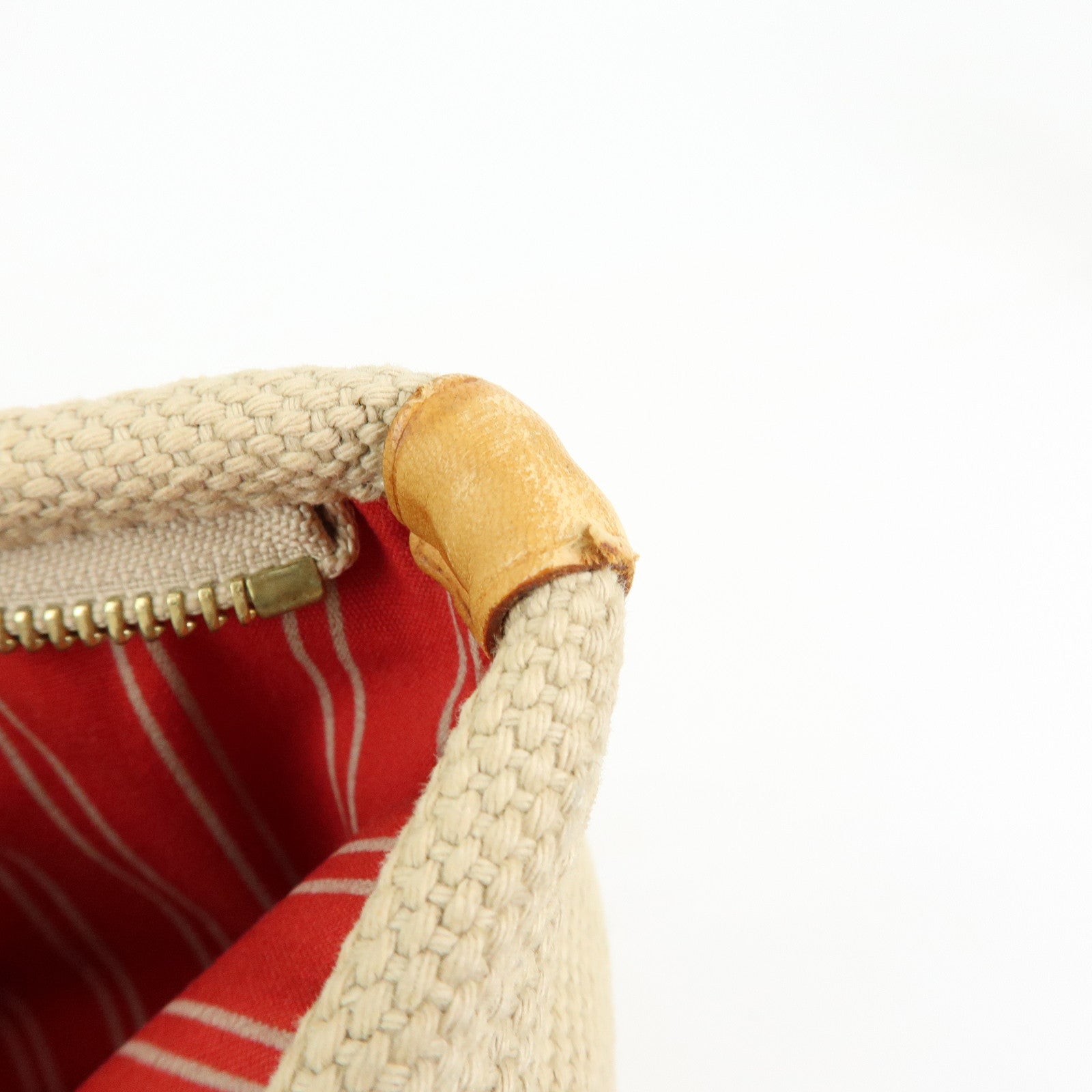 Louis Vuitton Antigua Cabas MM Canvas Leather Tote Bag Beige M40035