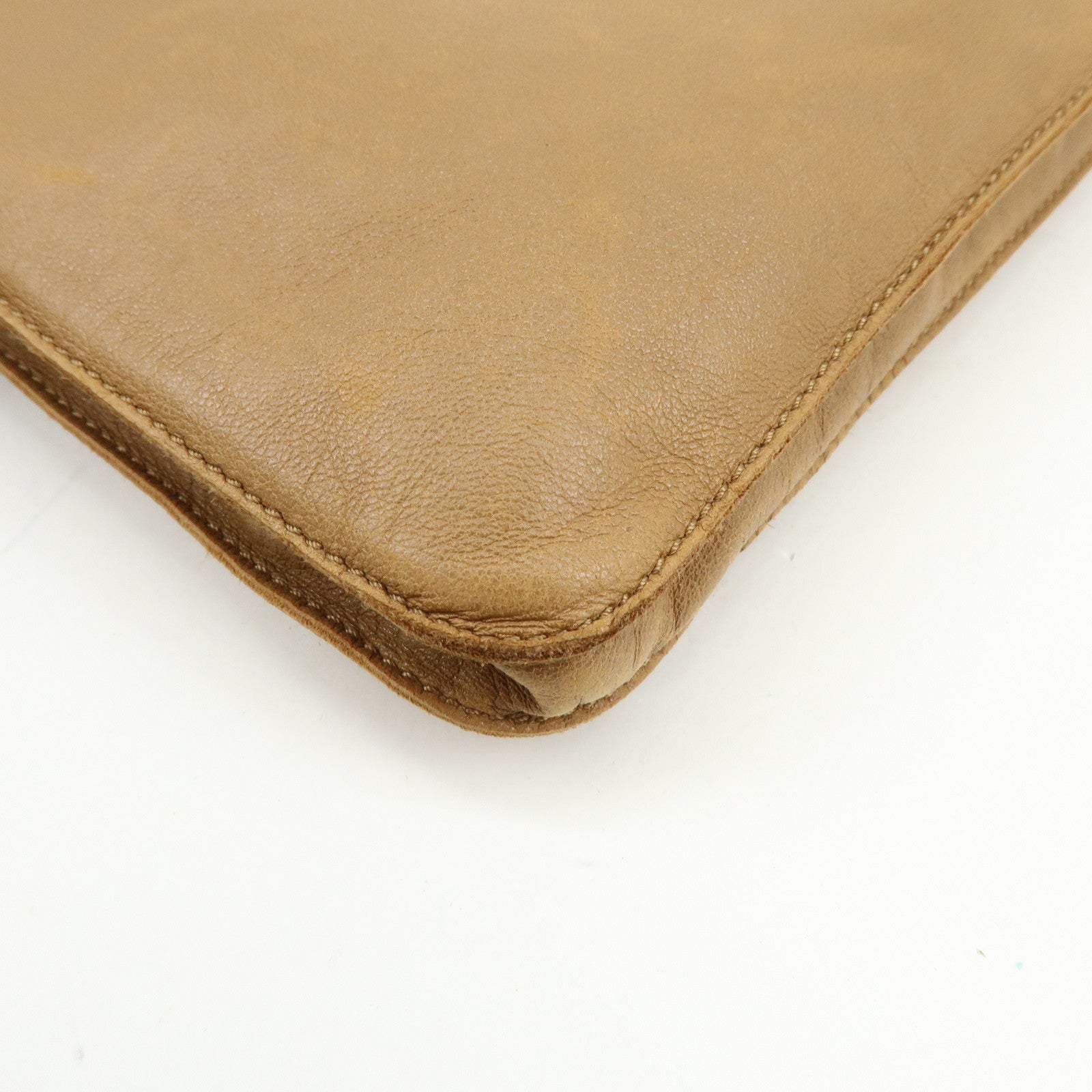 HERMES Leather Clou de Selle Shoulder Bag Crossbody Bag Brown