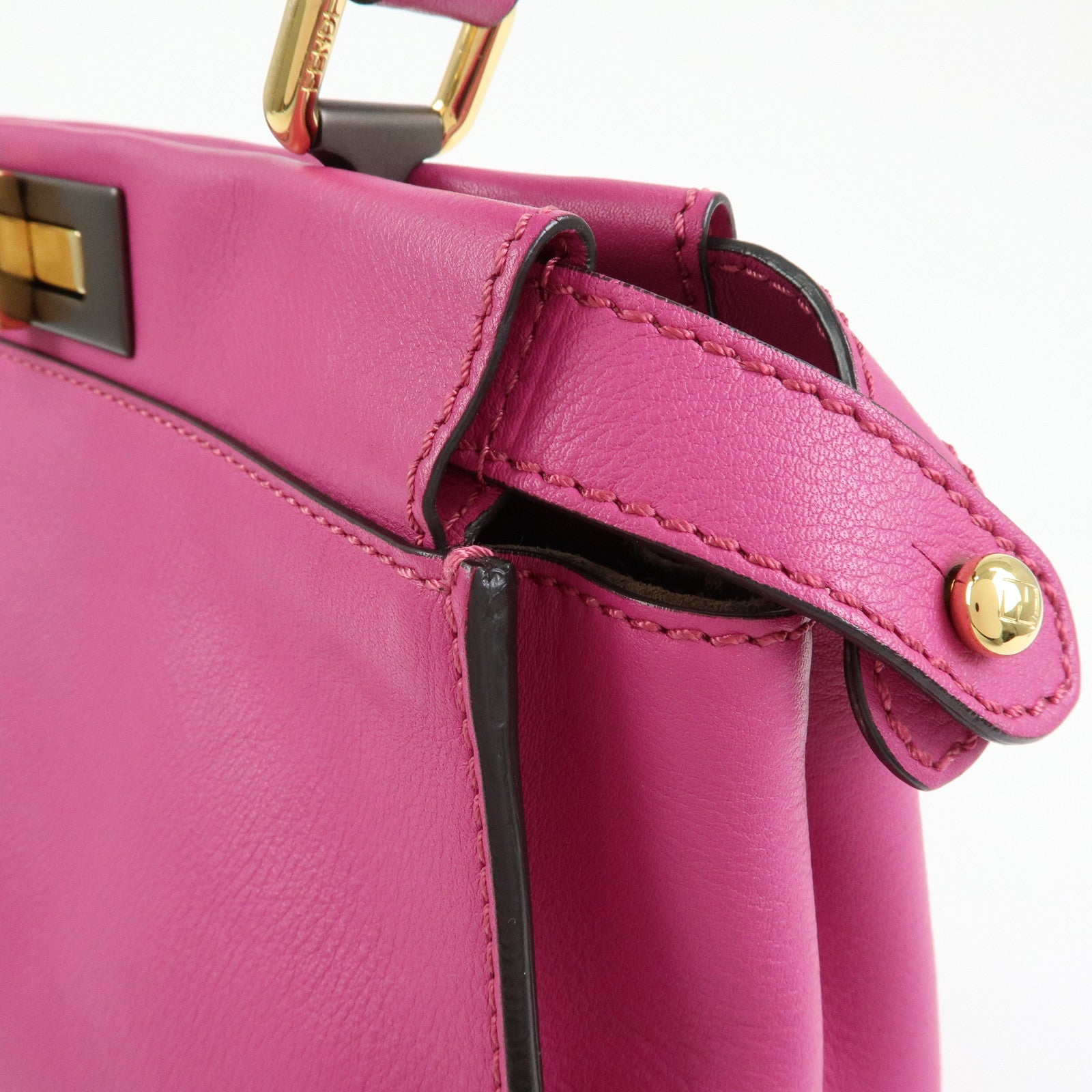 FENDI Peekaboo Leather 2Way Bag Hand Bag Shoulder Bag Pink 8BN290