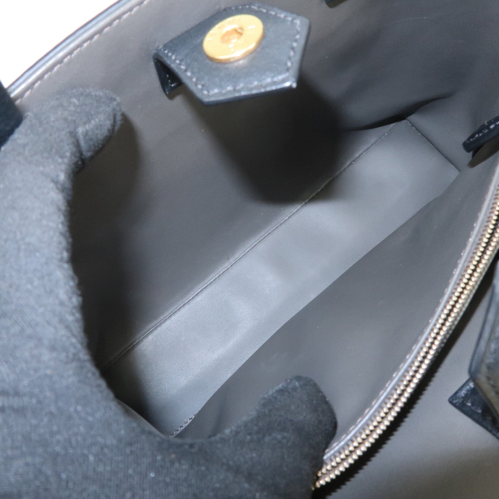 FENDI Petit 2Jours Leather 2Way Bag Hand Bag Black 8BH253