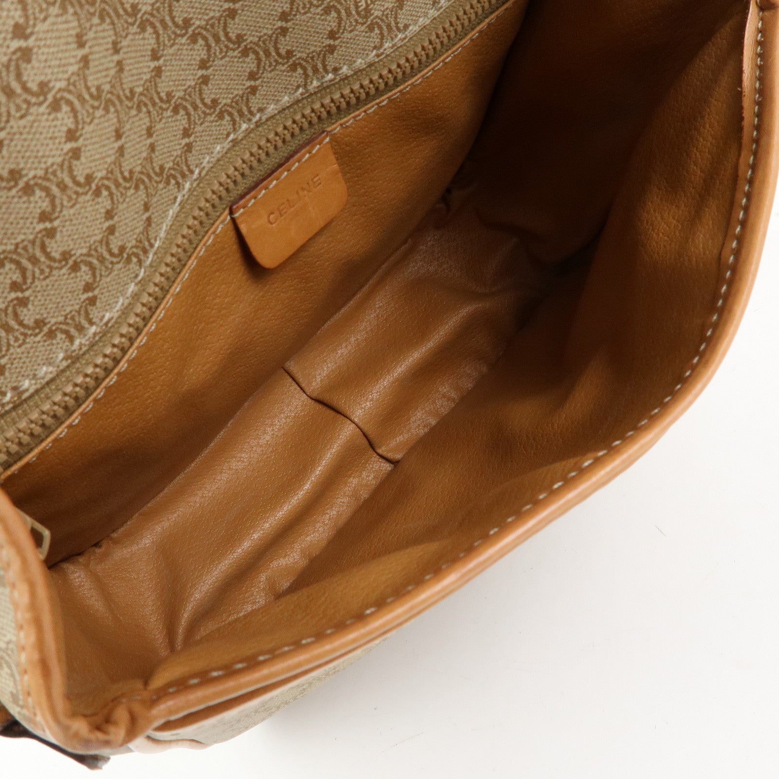 CELINE Macadam PVC Leather Shoulder Bag Beige Brown