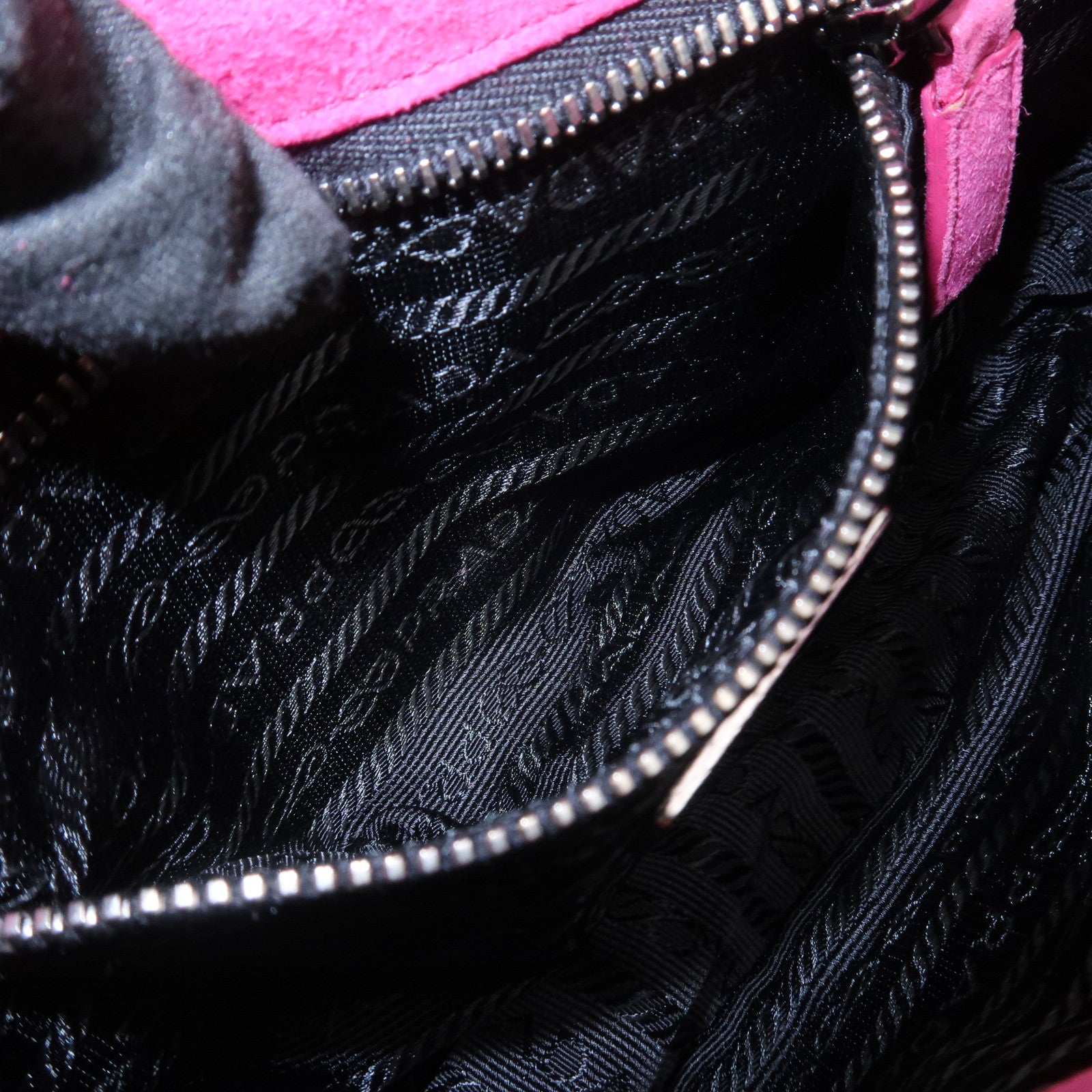 PRADA Triangle Logo Suede Shoulder Bag Hand Bag Pink BR2635