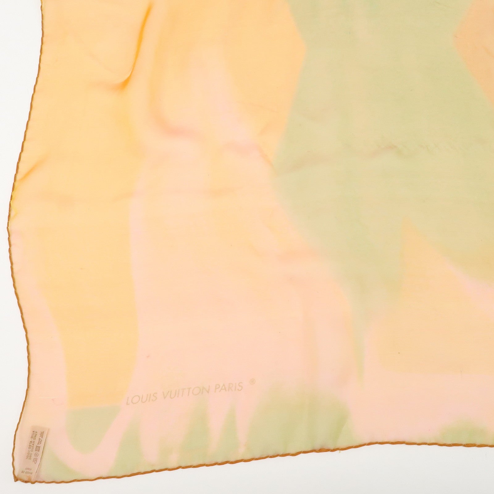 Louis Vuitton Silk 100% 90ﾃ・0 Gradation Scarf Orange Green