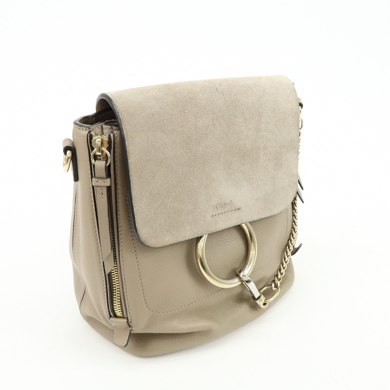 Chloe Faye Suede Leather Backpack Rucksack Greige