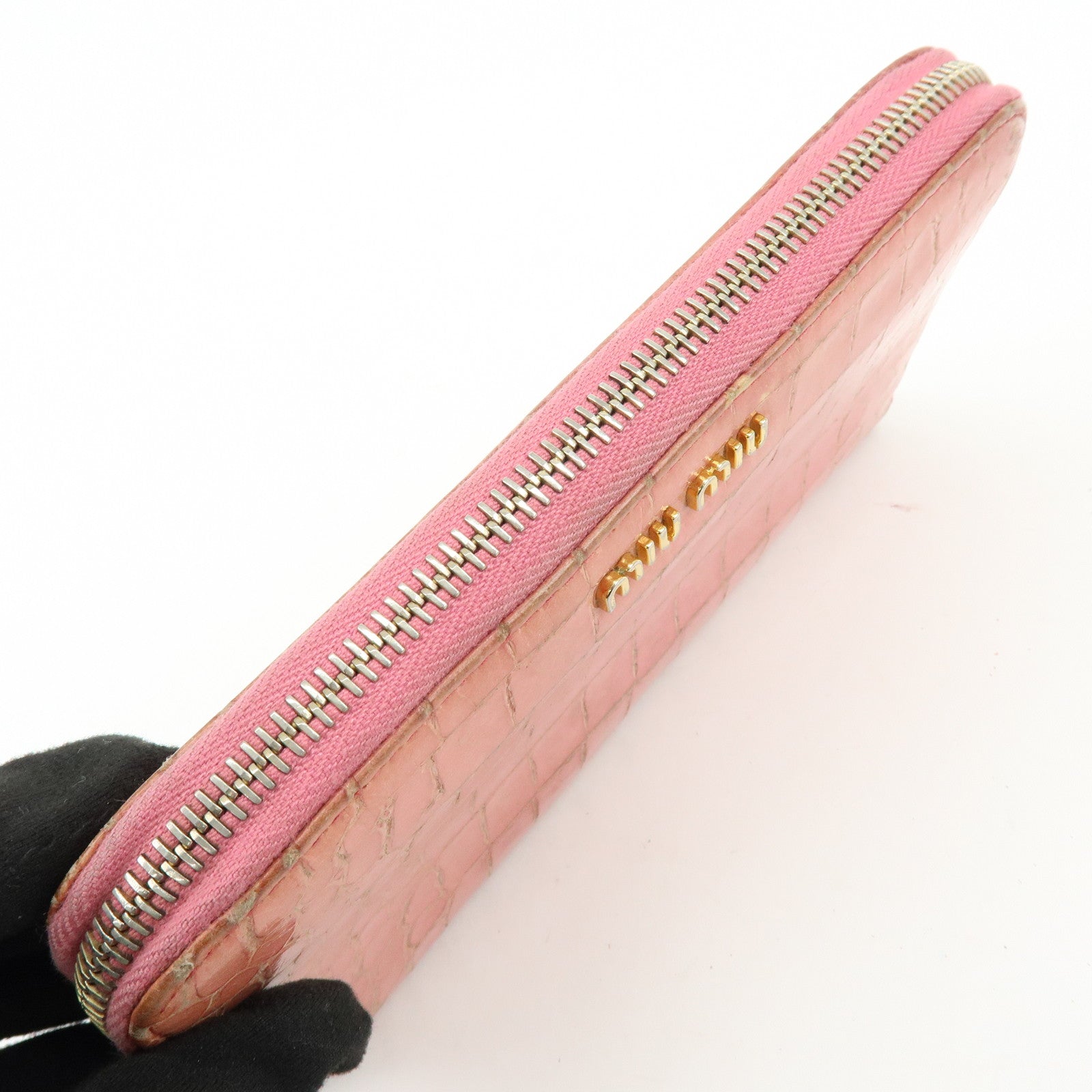 MIU MIU Set of 3 Leather Wallet Key Case Pink Black Light Brown