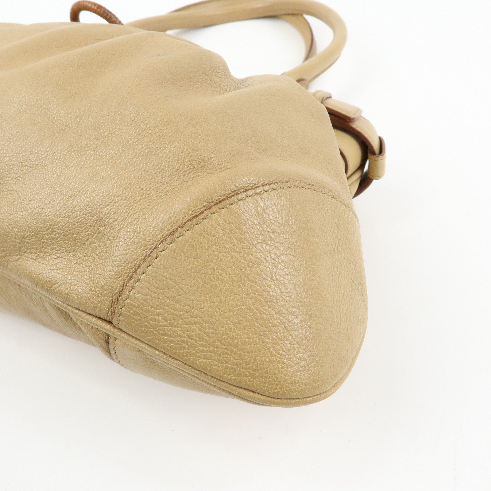 Ferragamo Gancini Leather Rattan Shoulder Bag Light Brown
