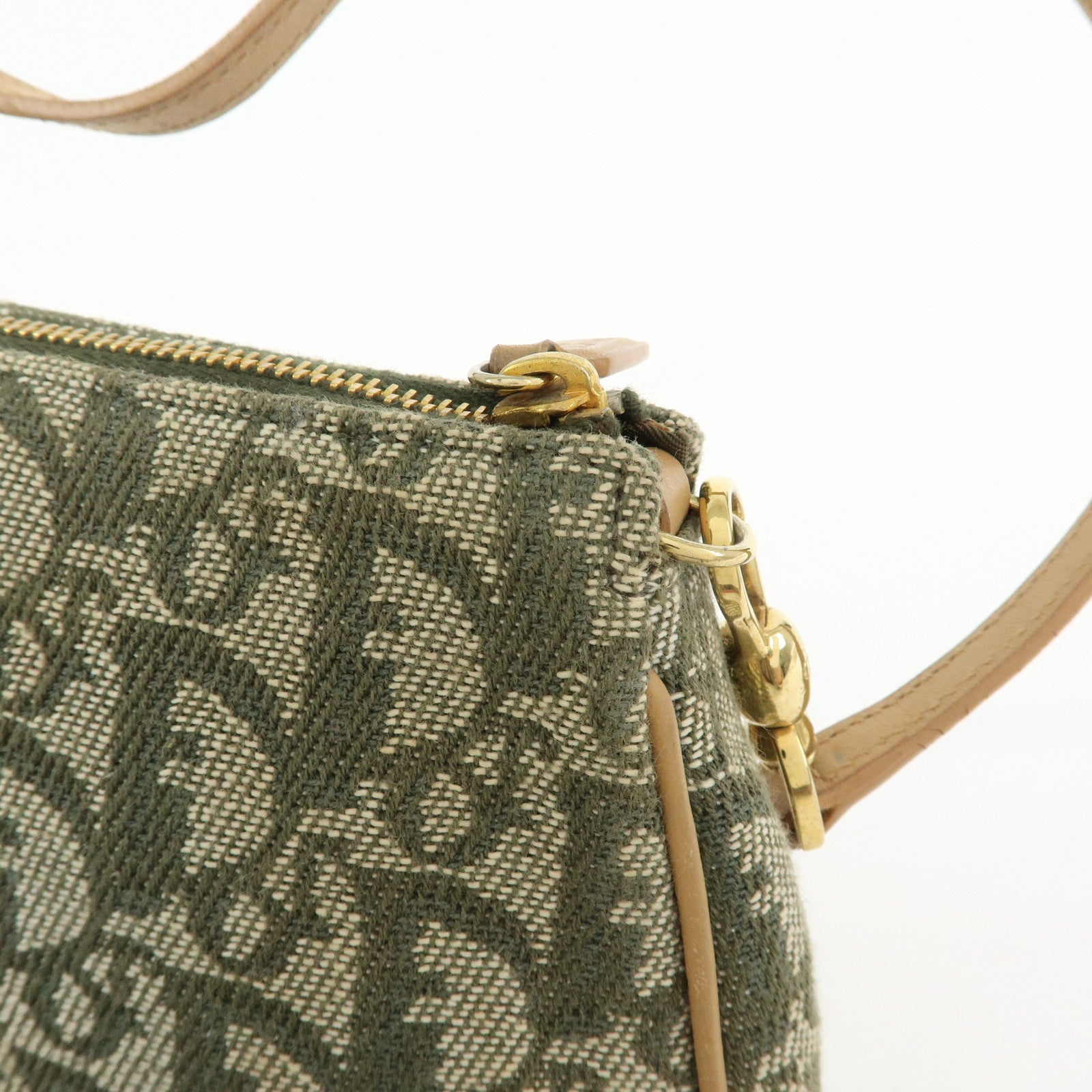Christian Dior Saddle Trotter Jacquard Leather Hand Bag Green
