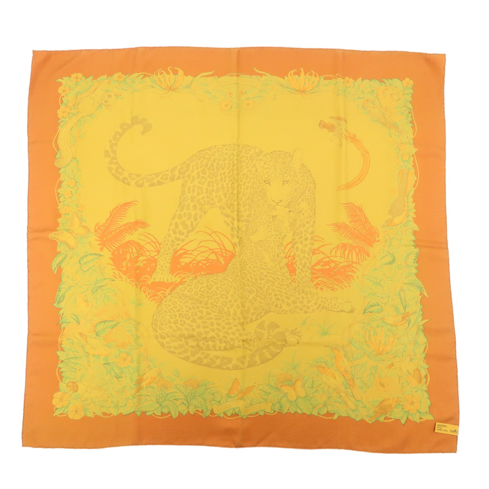 HERMES Carre 90 Silk 100% Scarf DIP DYE JUNGLE LOVE Yellow