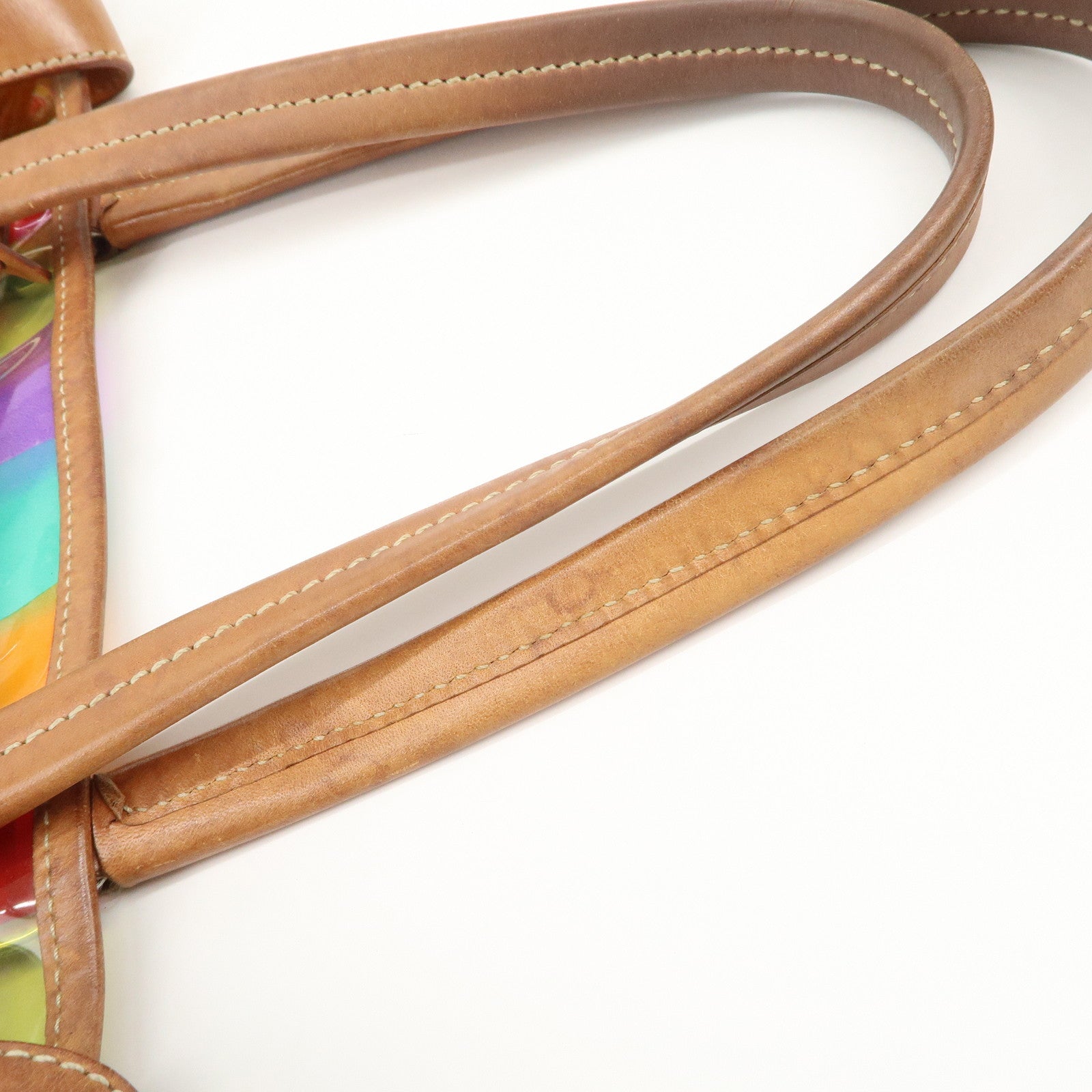 PRADA Venetian Print PVC Leather Tote Bag Clear Multicolor BR2515