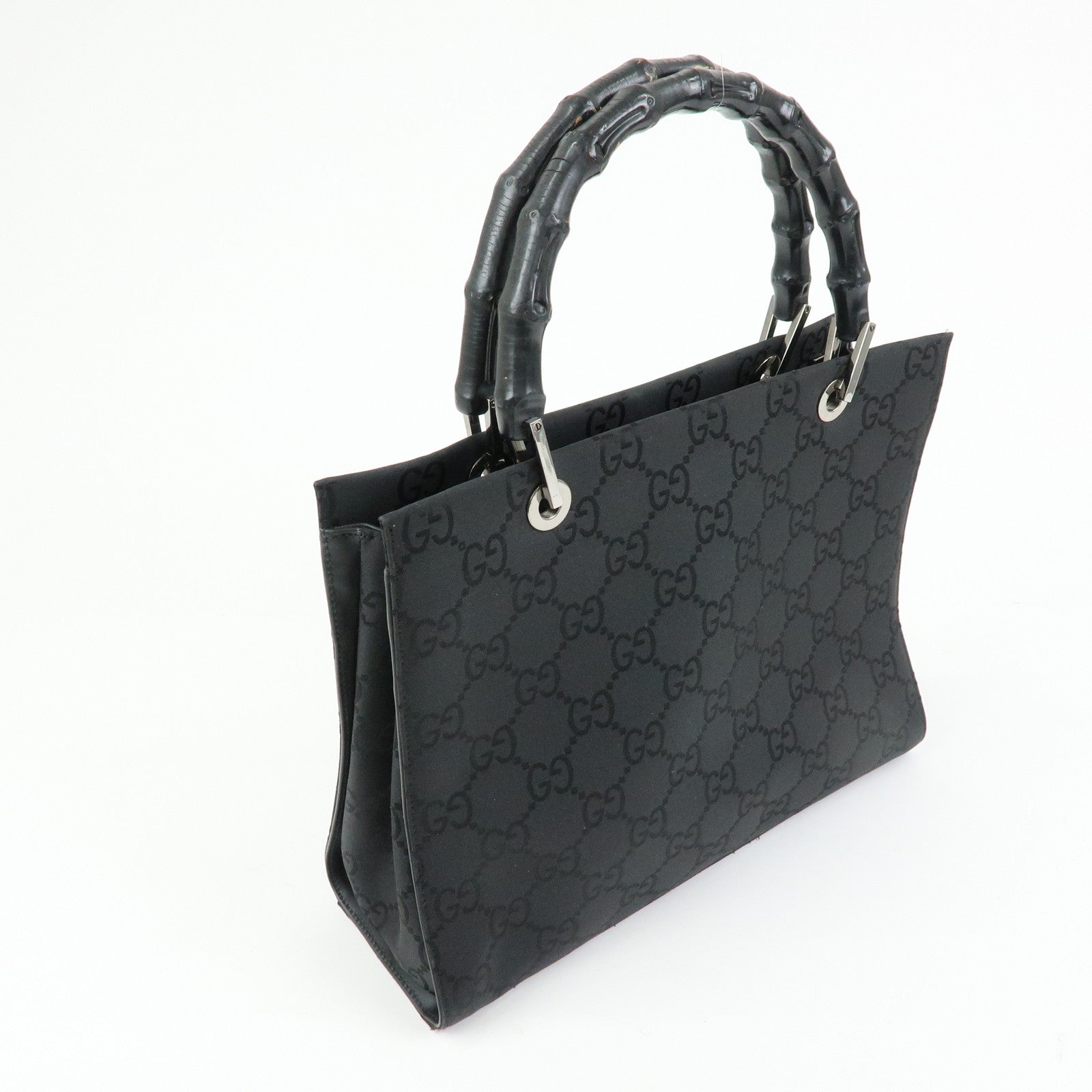 GUCCI Bamboo GG Nylon 2Way Tote Bag Black 002.1016