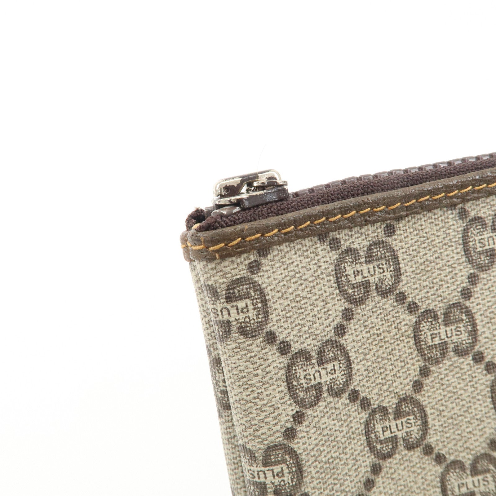 GUCCI GG Plus PVC Leather Clutch Bag Second Bag Beige Brown Used