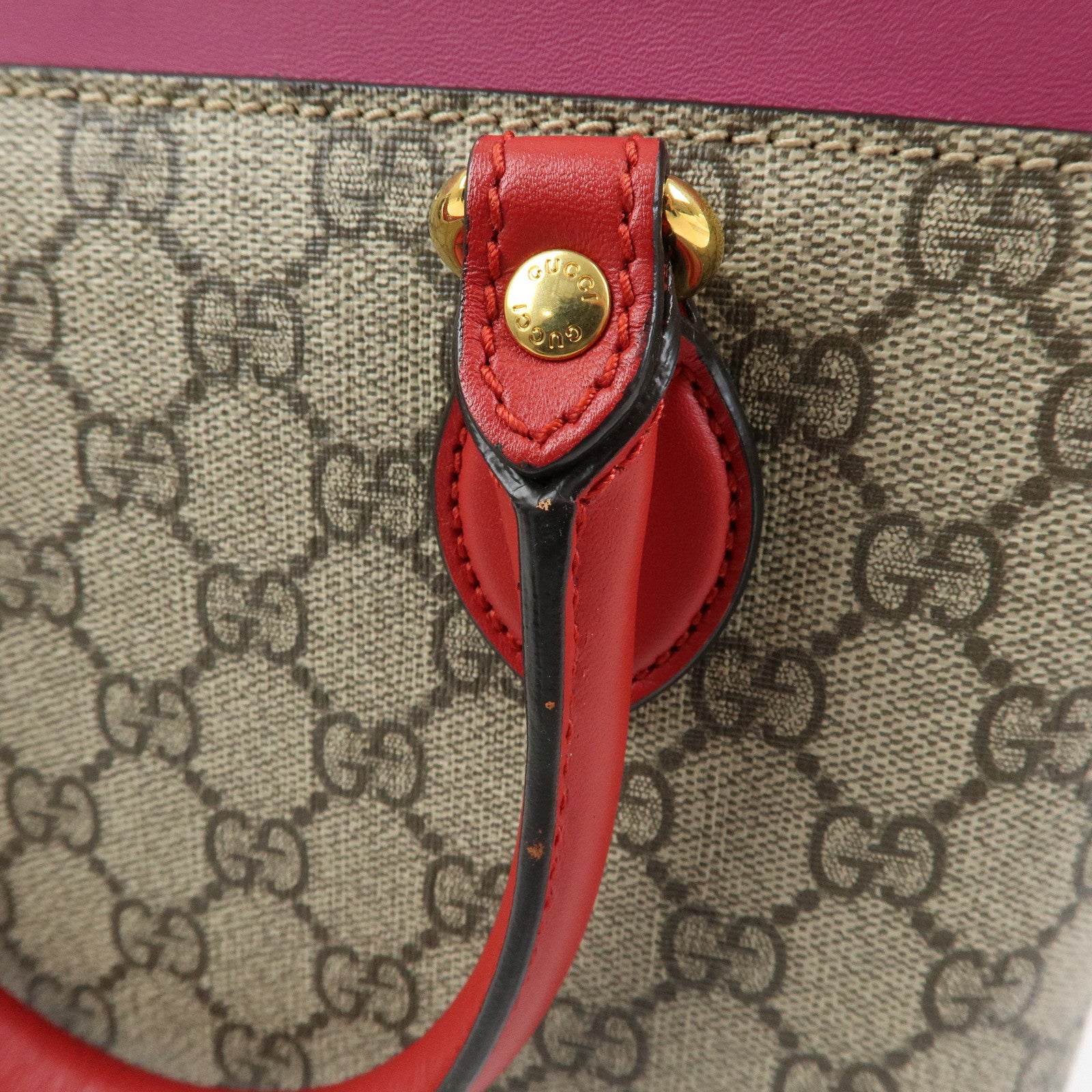 GUCCI GG Supreme Leather 2Way Bag Hand Bag Beige Pink Red 453177