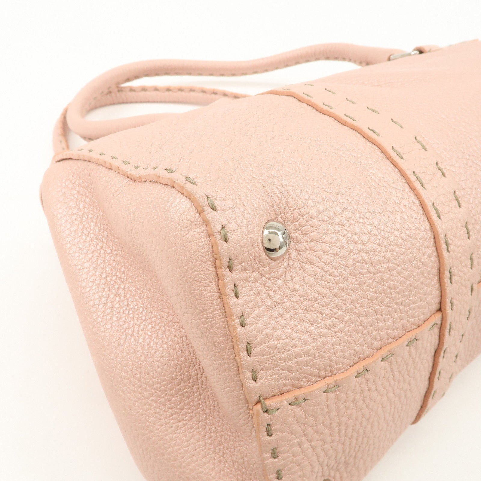 FENDI Seleria Linda Leather Shoulder Bag Hand Bag Pink 8BR442