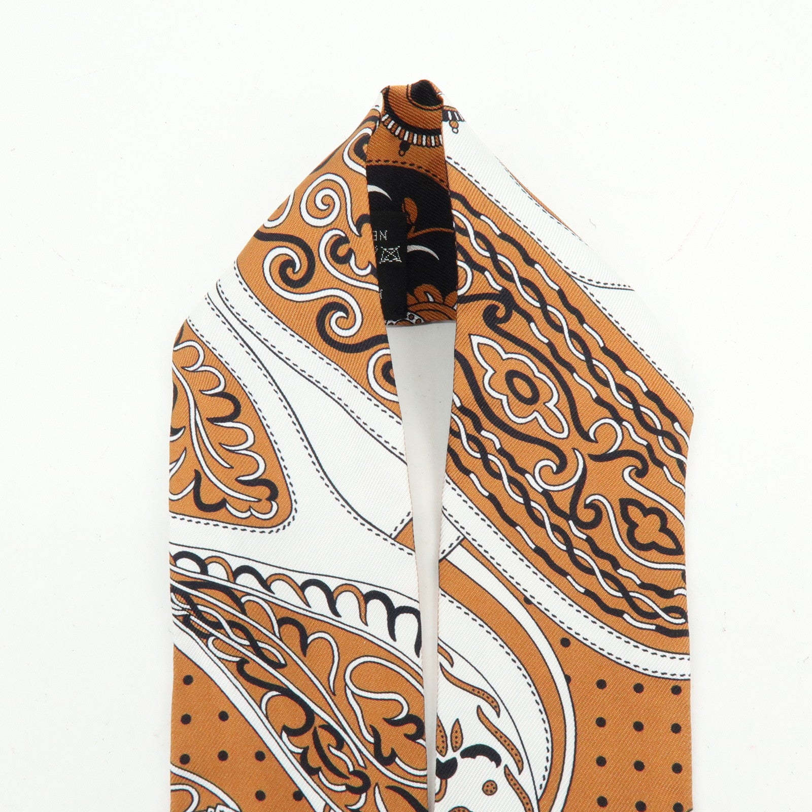 HERMES Silk 100% Twilly Festival Des Amazones Brown Black