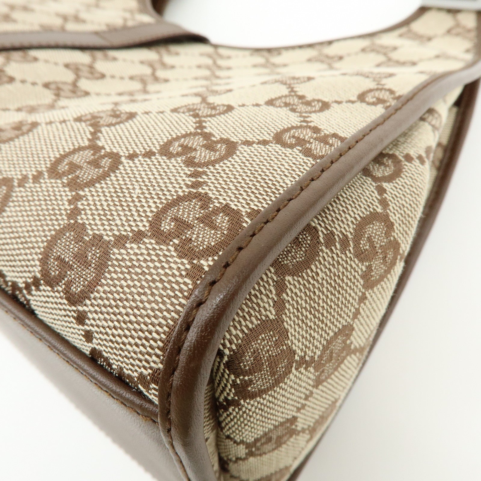GUCCI Jackie GG Canvas Leather Shoulder Bag Hand Bag Brown 002.1067