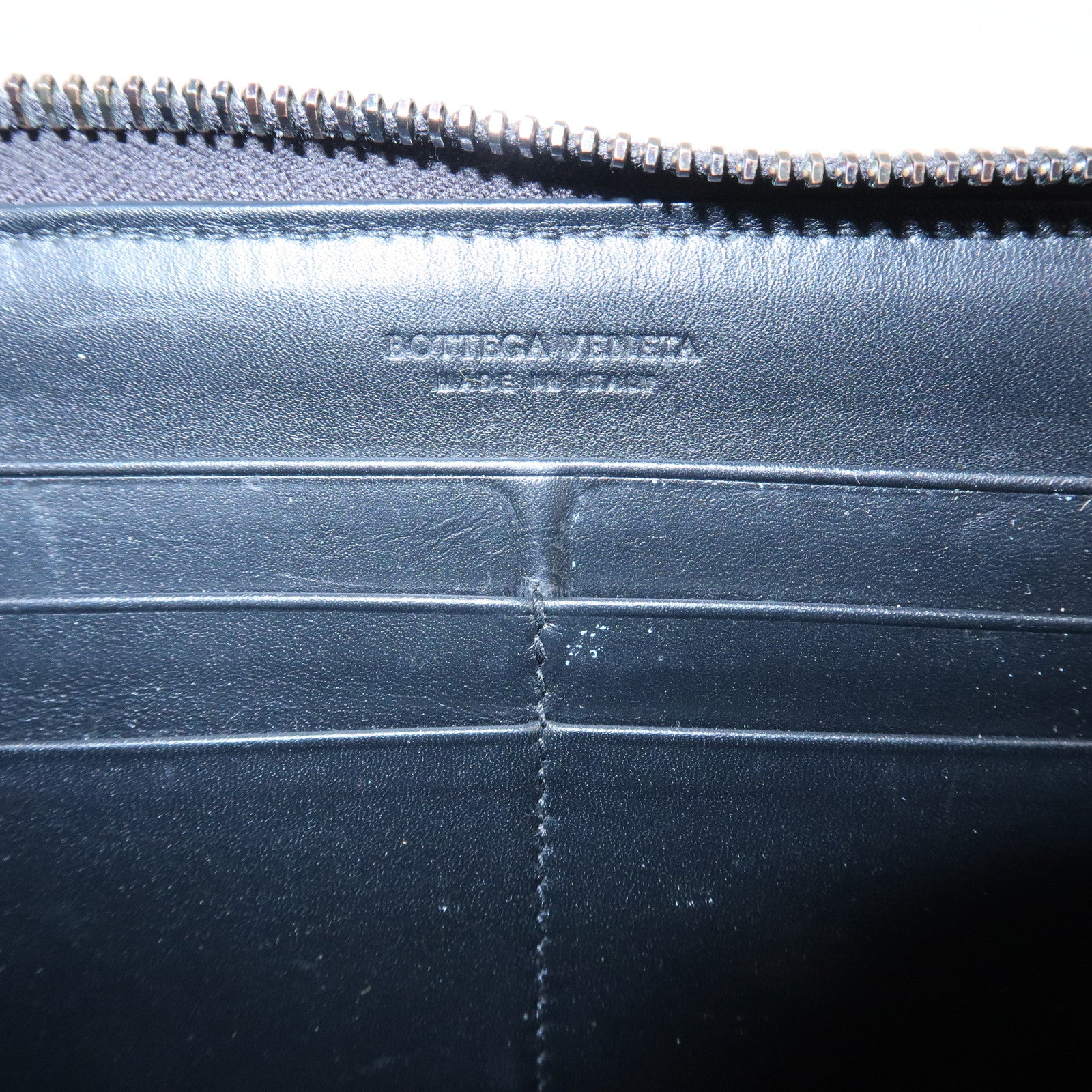 BOTTEGA VENETA Intrecciato Leather Round Zippy Wallet Black 114076 Used