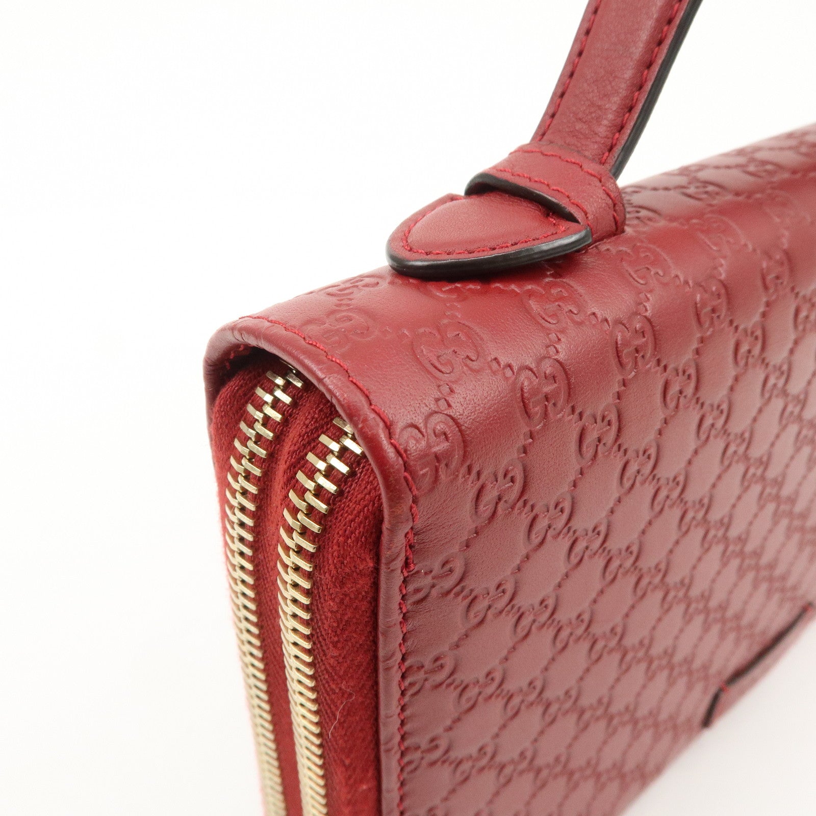 GUCCI Micro Guccissima Leather Travel Case Clutch Bag Red 544250 Used