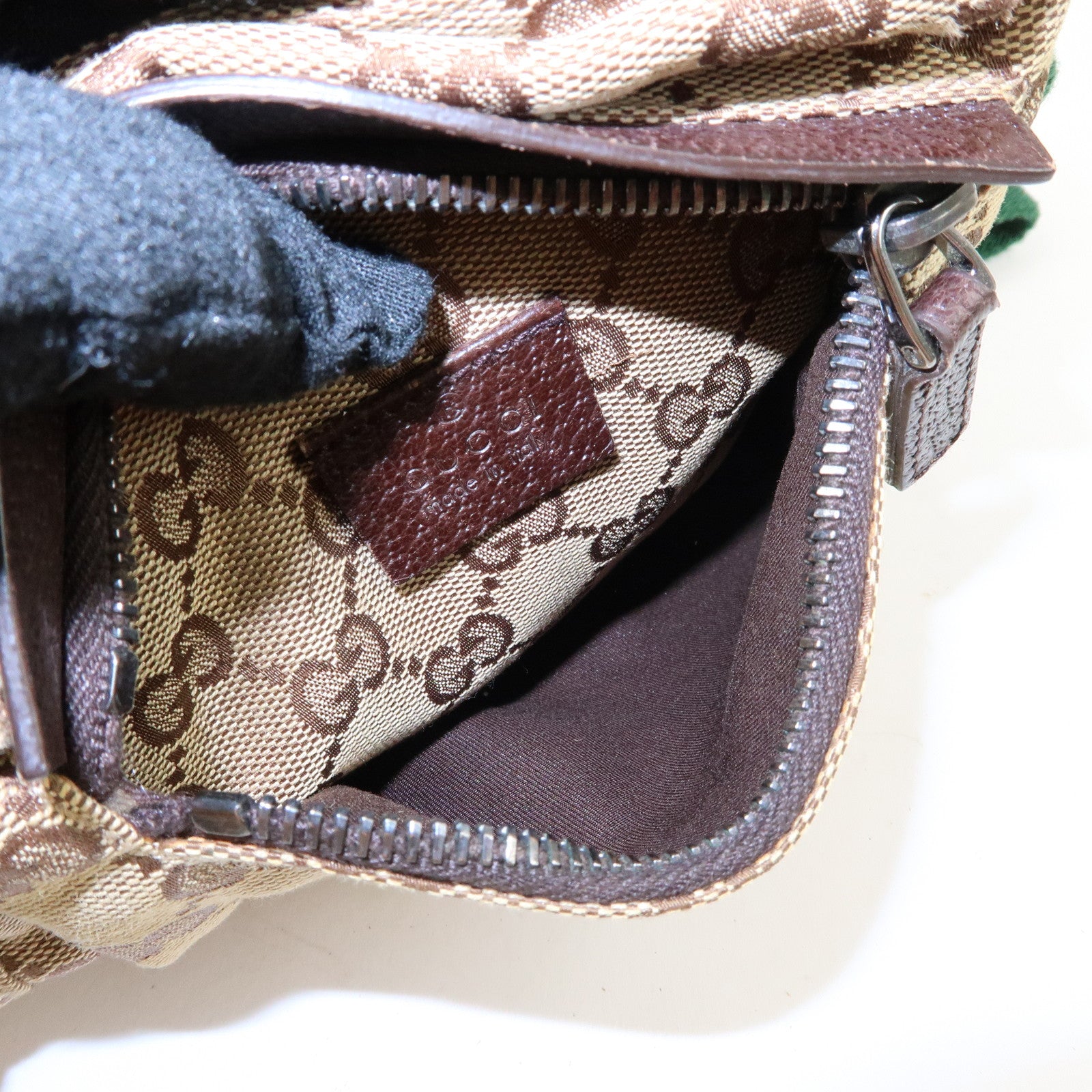 GUCCI GG Canvas Leather Waist Bag Crossbody Bag Beige Brown 28566
