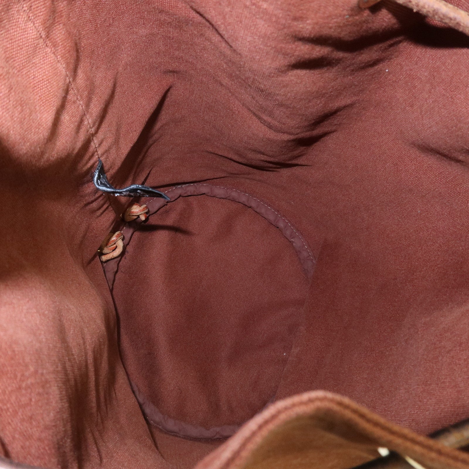 HERMES Canvas Leather Porochon Mimil PM Drawstring Backpack Brown