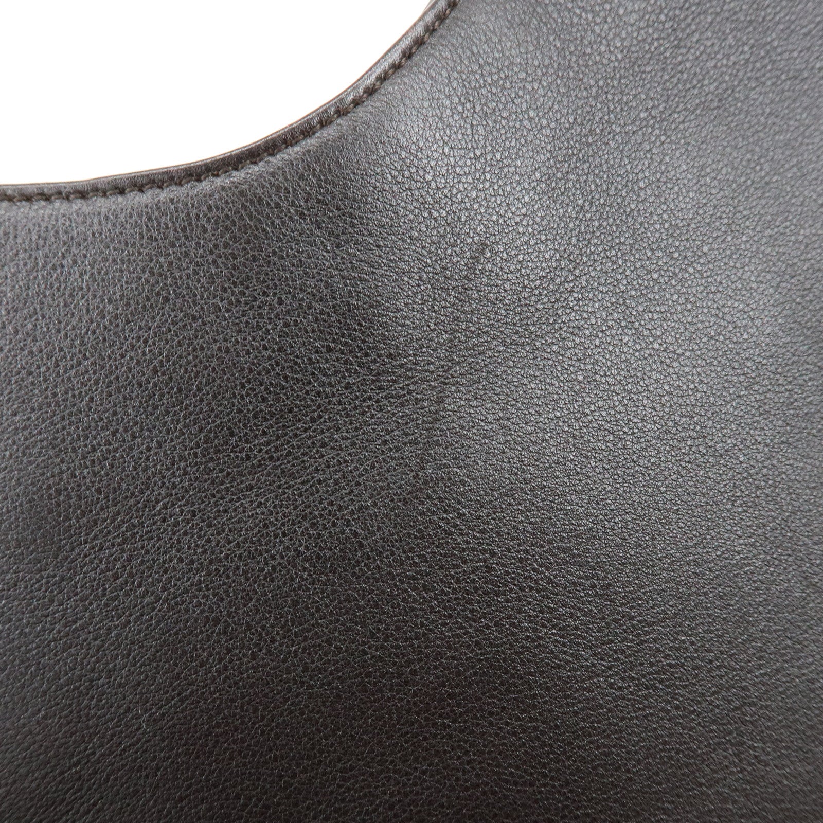 GUCCI Bamboo Leather Shoulder Bag Hand Bag Dark Brown 001・3244