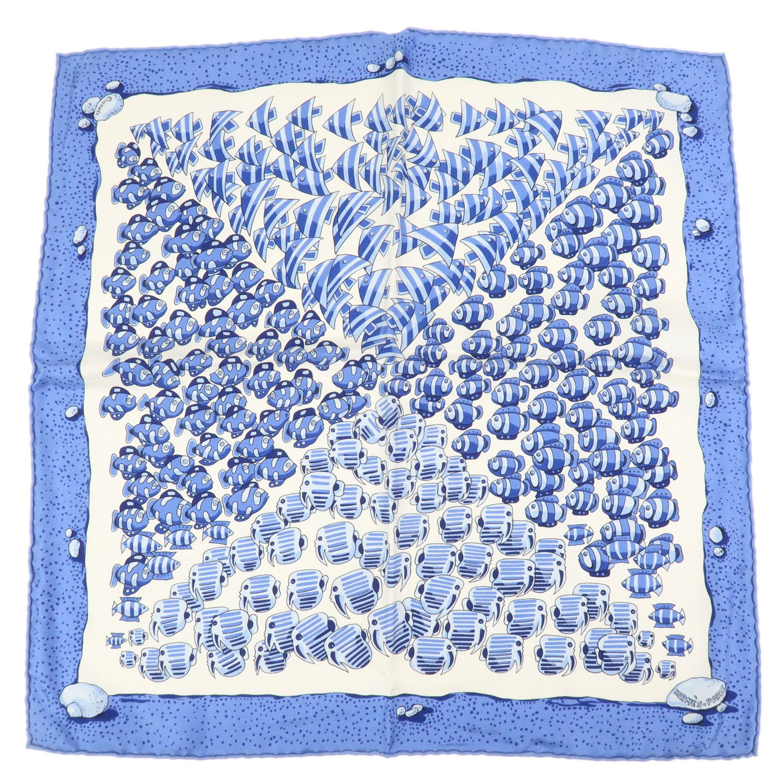 HERMES Carre 40 Silk 100% Mini Scarf Blue