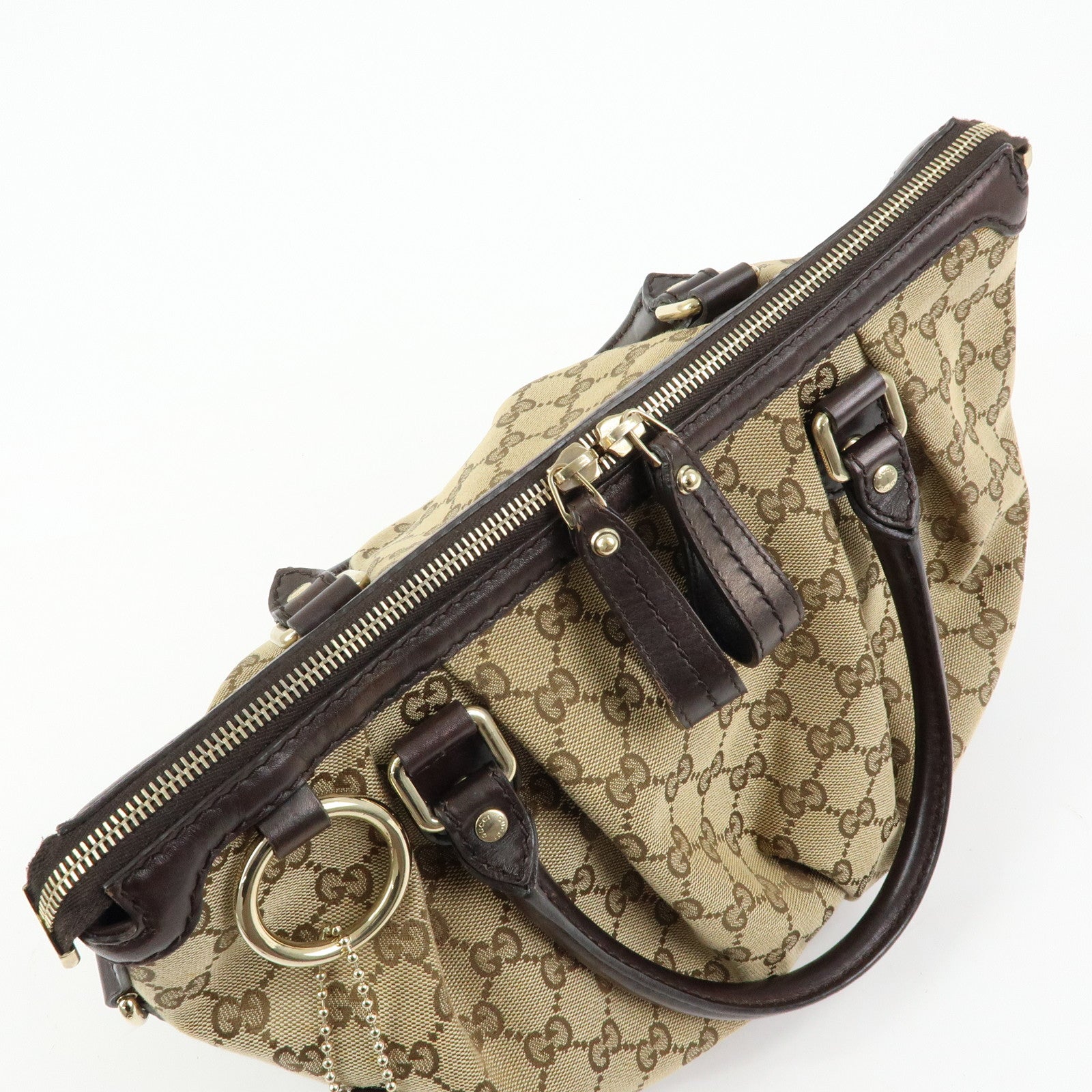 GUCCI Sukey Interlocking G GG Canvas Leather 2Way Bag Brown 247902