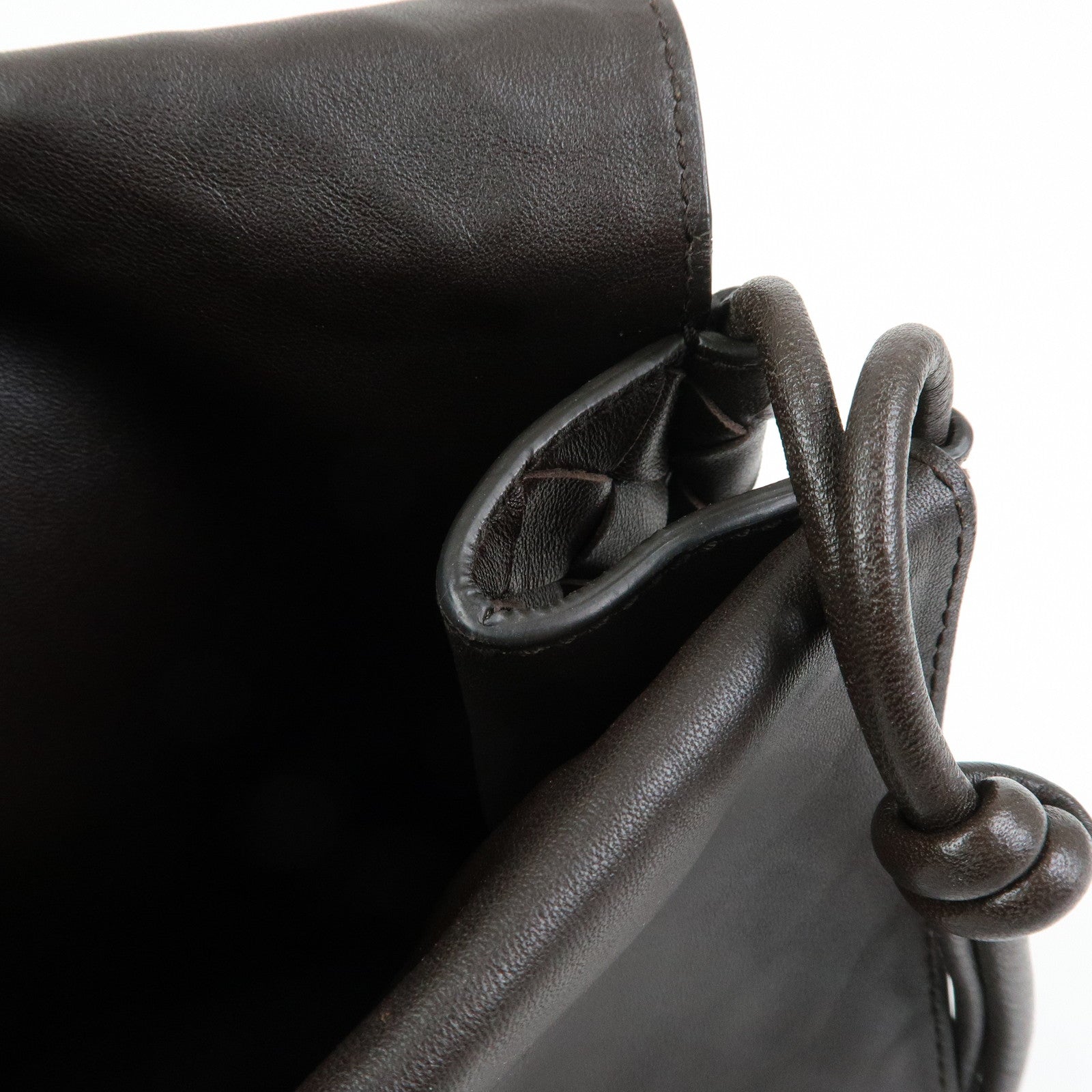 BOTTEGA VENETA Intrecciato Leather Shoulder Bag Hand Bag Brown