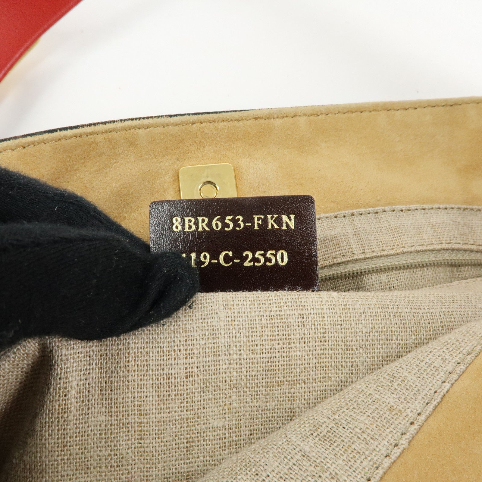 FENDI Pequin Canvas Leather Shoulder Bag Brown Red 8BR653