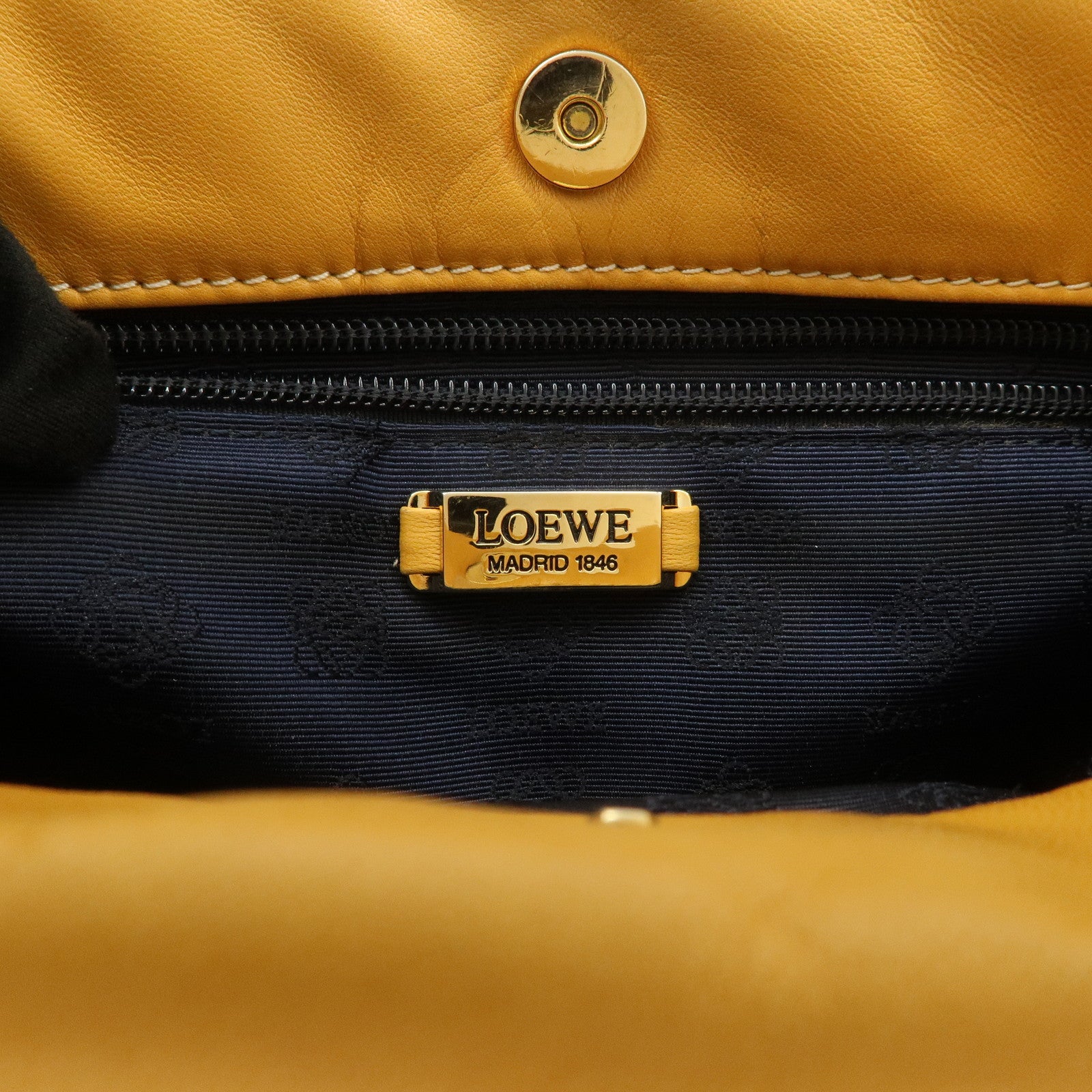 LOEWE Logo Nappa Leather Shoulder Bag Hand Bag Yellow