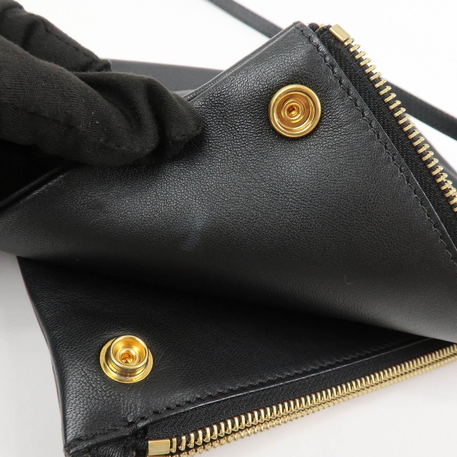 CELINE Calf Skin Trio Bag Shoulder Bag Crossbody Bag Black