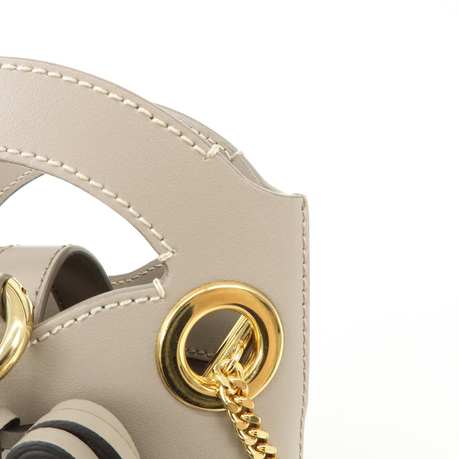 Chloe Leather Small Phone Pouch Hand Bag Shoulder Bag Greige