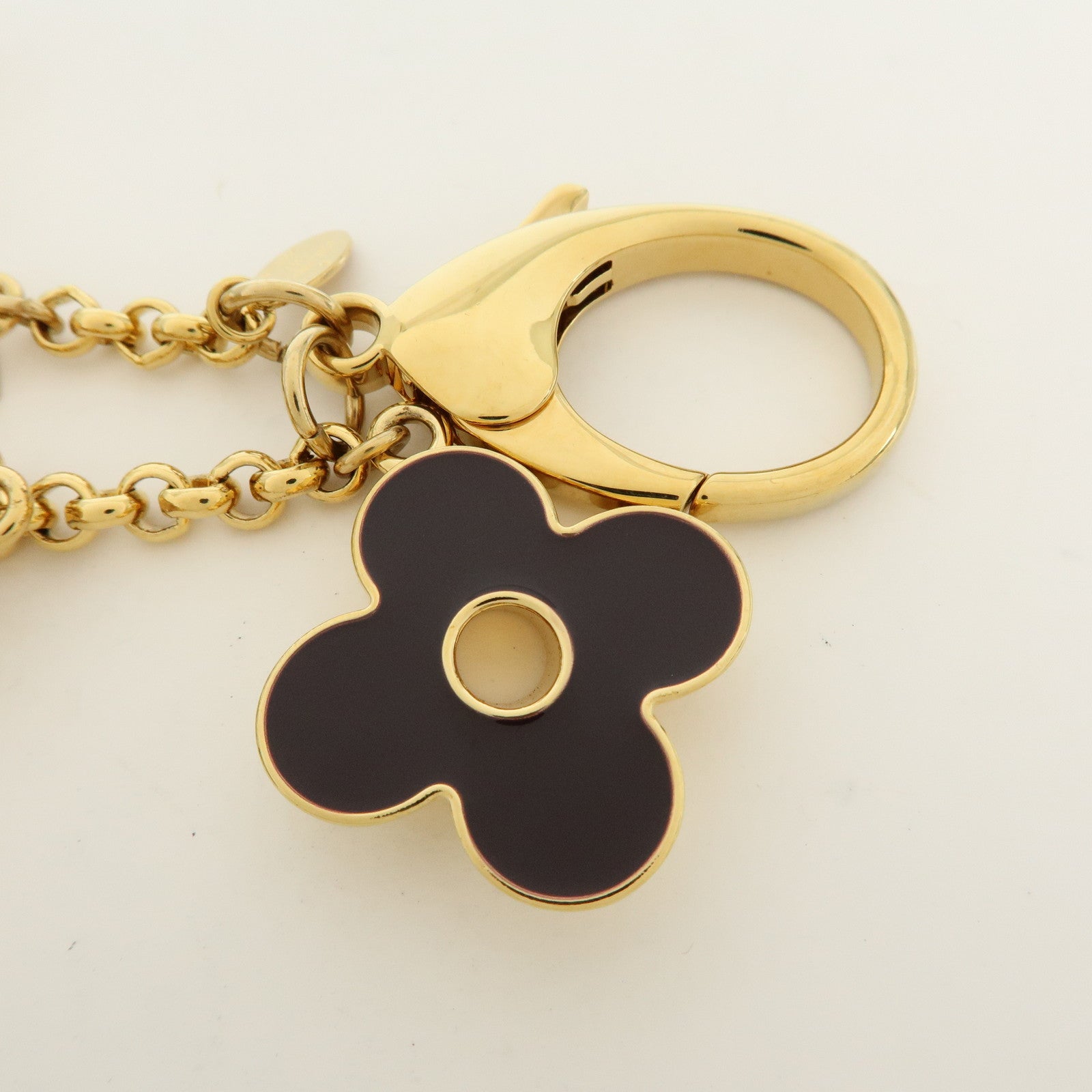 Louis Vuitton Fleur de Monogram Key Chain Bag Charm Gold M67119