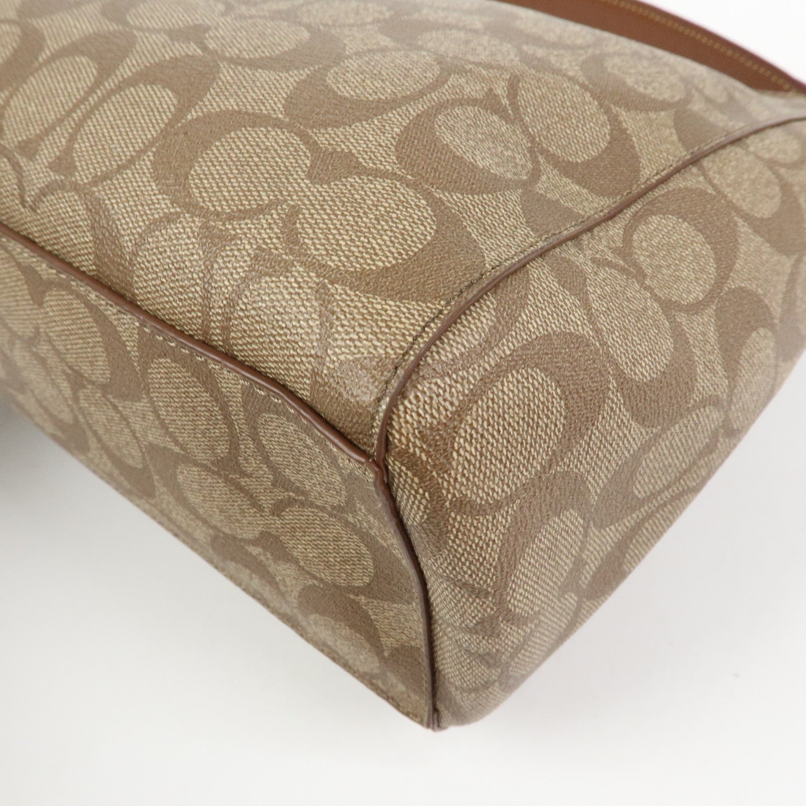 COACH Signature PVC Leather 2Way Shoulder Bag Hand Bag Brown