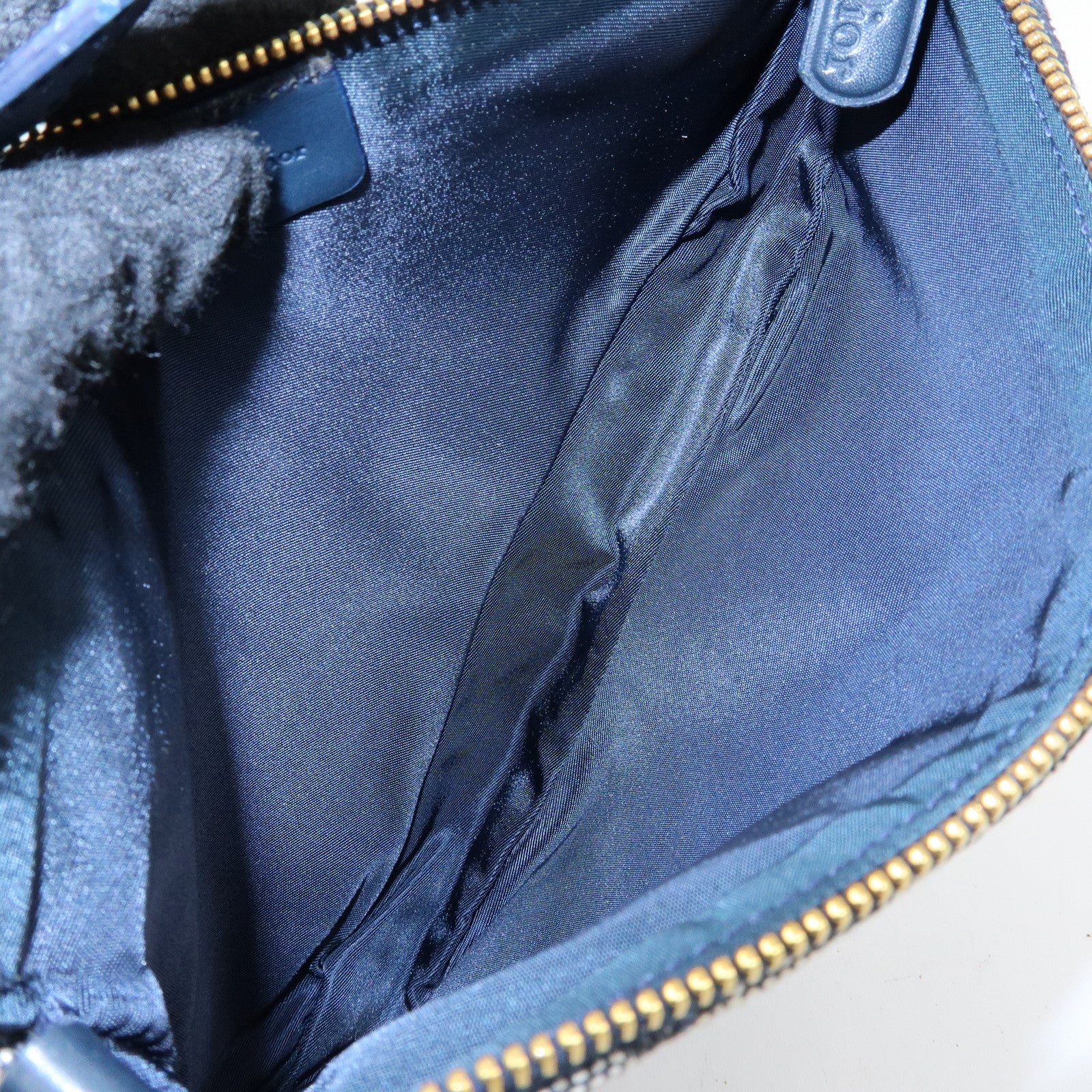 Christian Dior Trotter Jacguard Leather Saddle Bag Pouch Navy