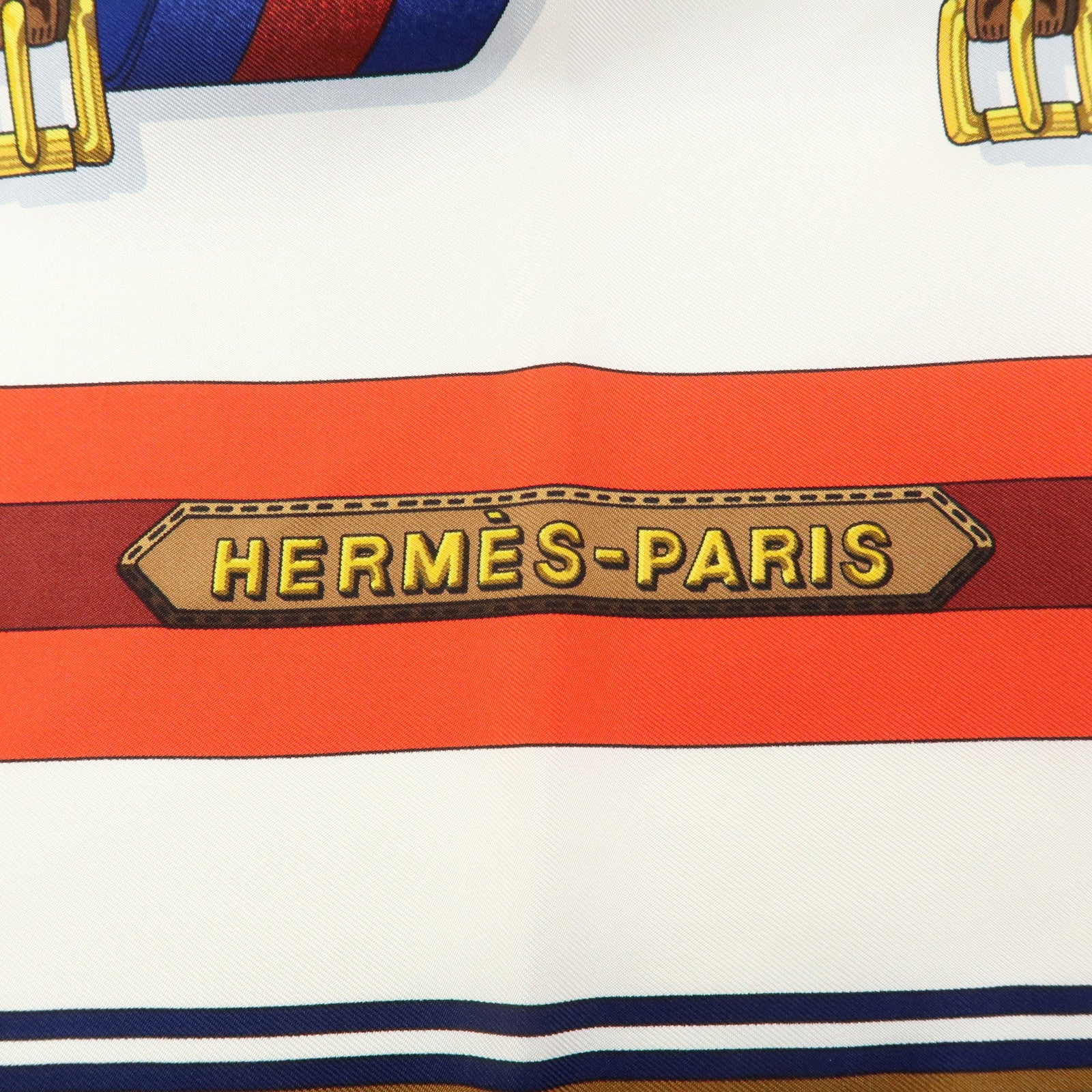 HERMES Carre 90 Silk 100% J.METZ Les Sangles Scarf Blue Green Red