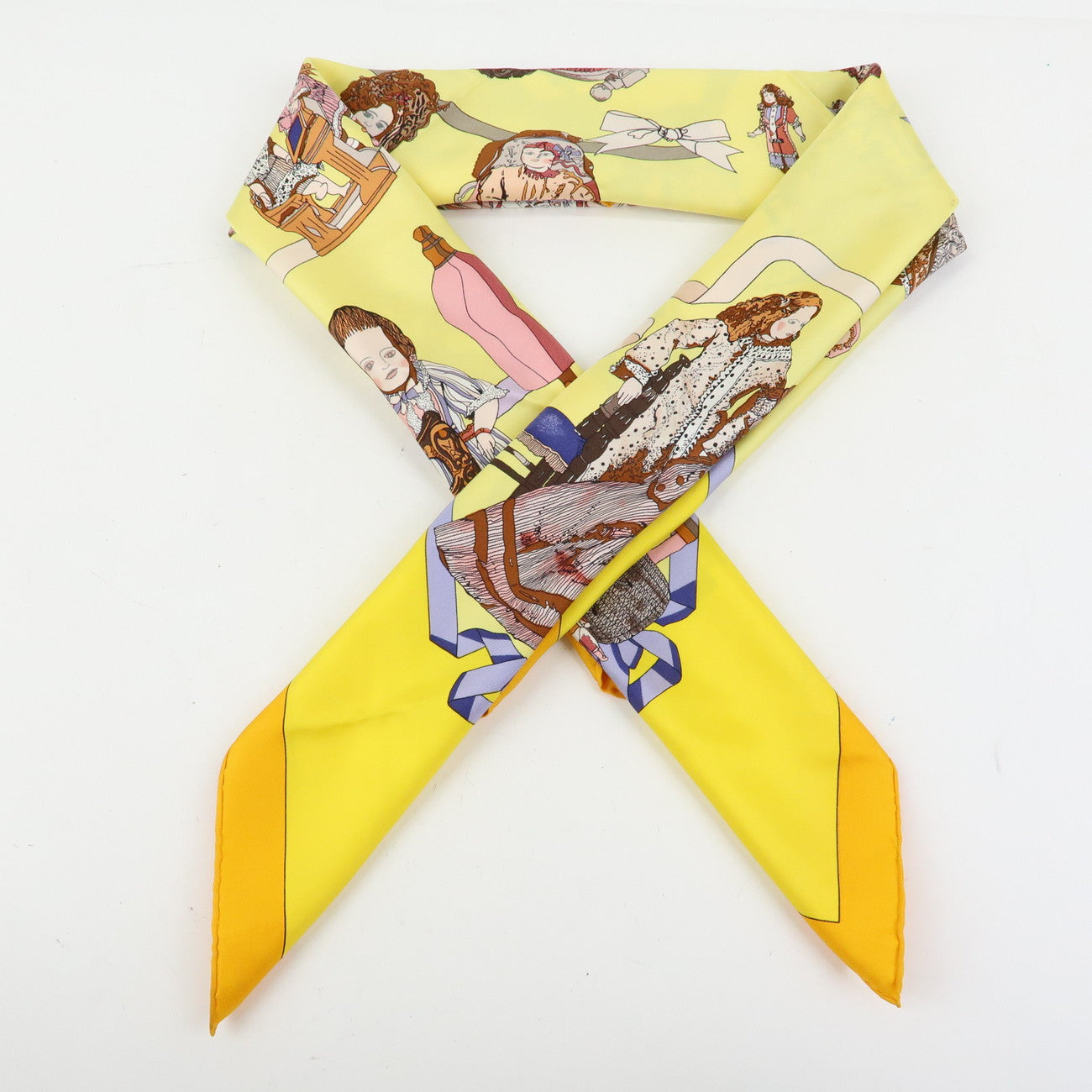HERMES Carre 90 Silk 100% Scarf HELLO DOLLY Yellow