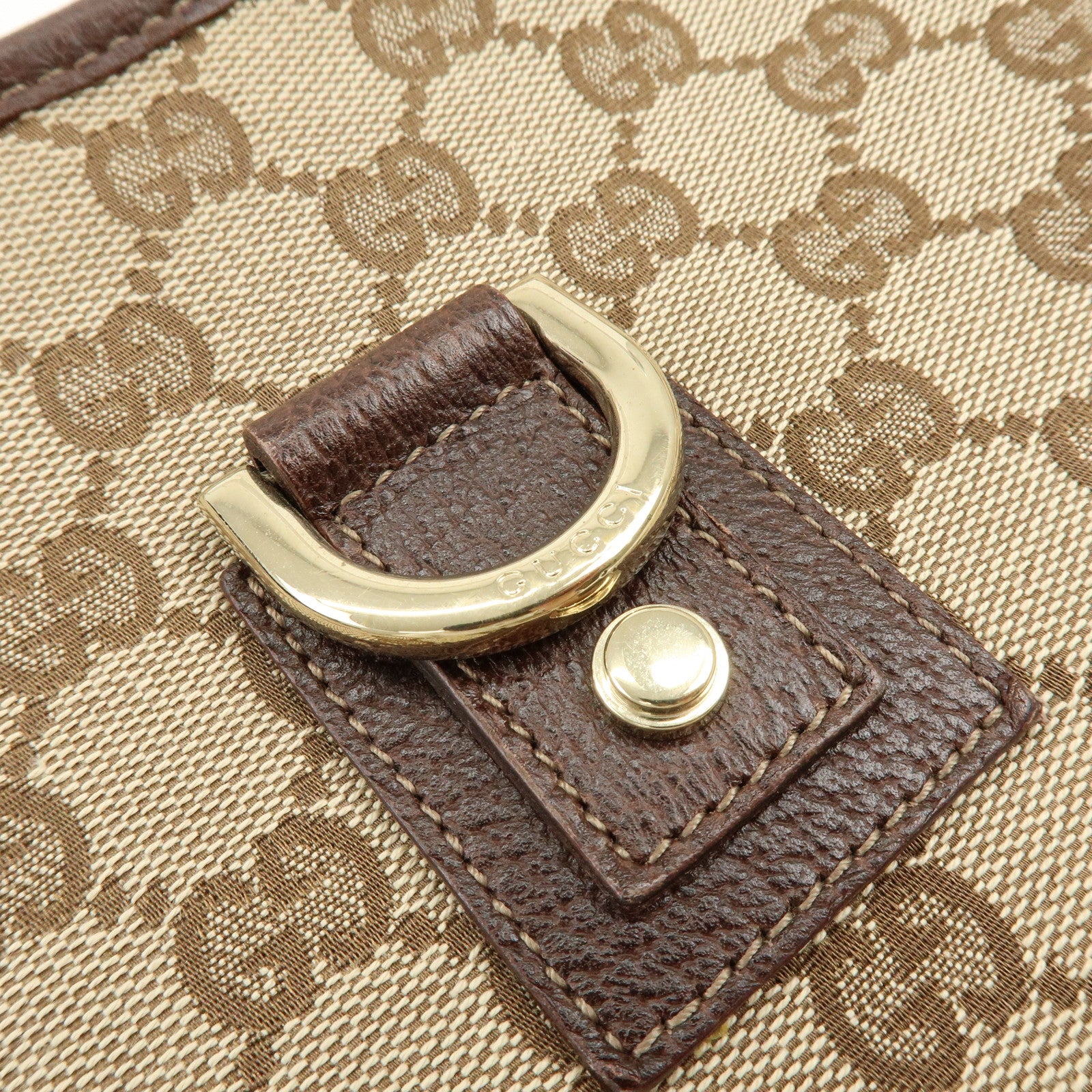 GUCCI Abbey GG Canvas Leather Shoulder Bag Beige Brown 130738