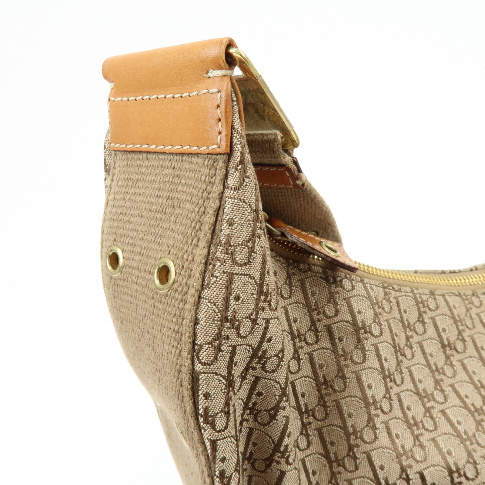 Christian Dior Trotter Canvas Leather Shoulder Crossbody Bag Beige