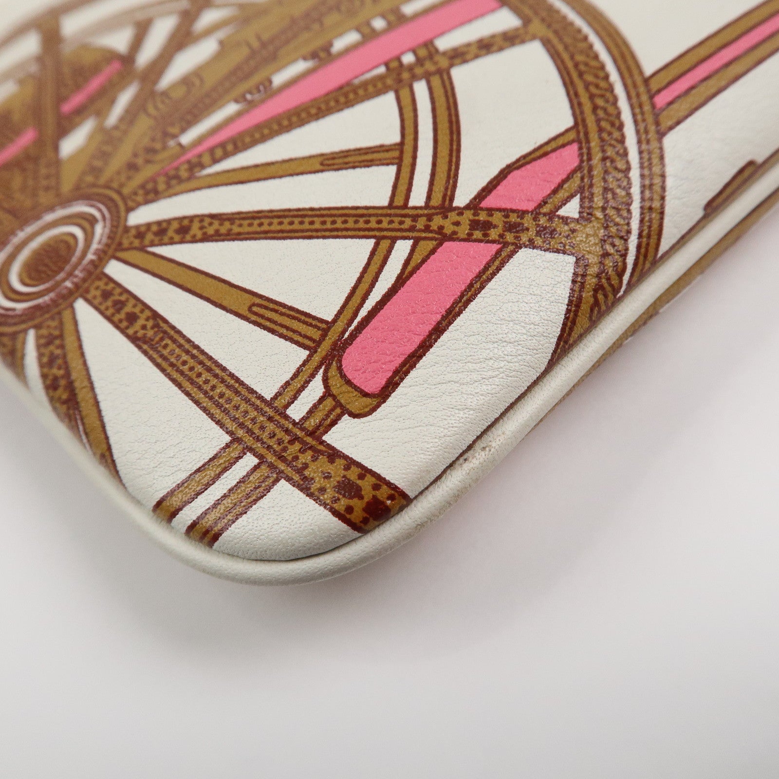 HERMES Carre Calf Skin Pocket Pouch BALADE EN BERLINE Ivory Brown