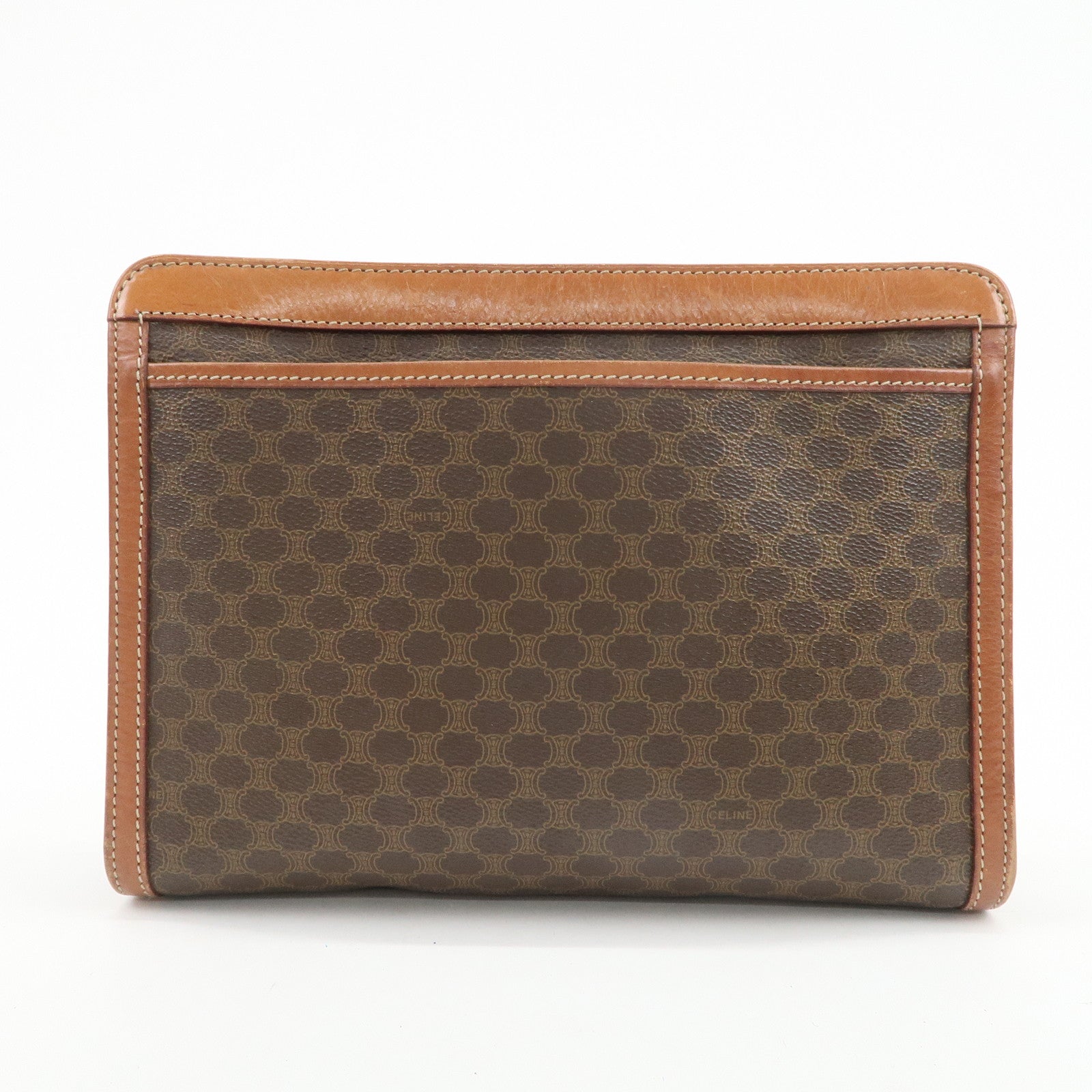 CELINE Macadam PVC Logo Leather Clutch Bag Brown