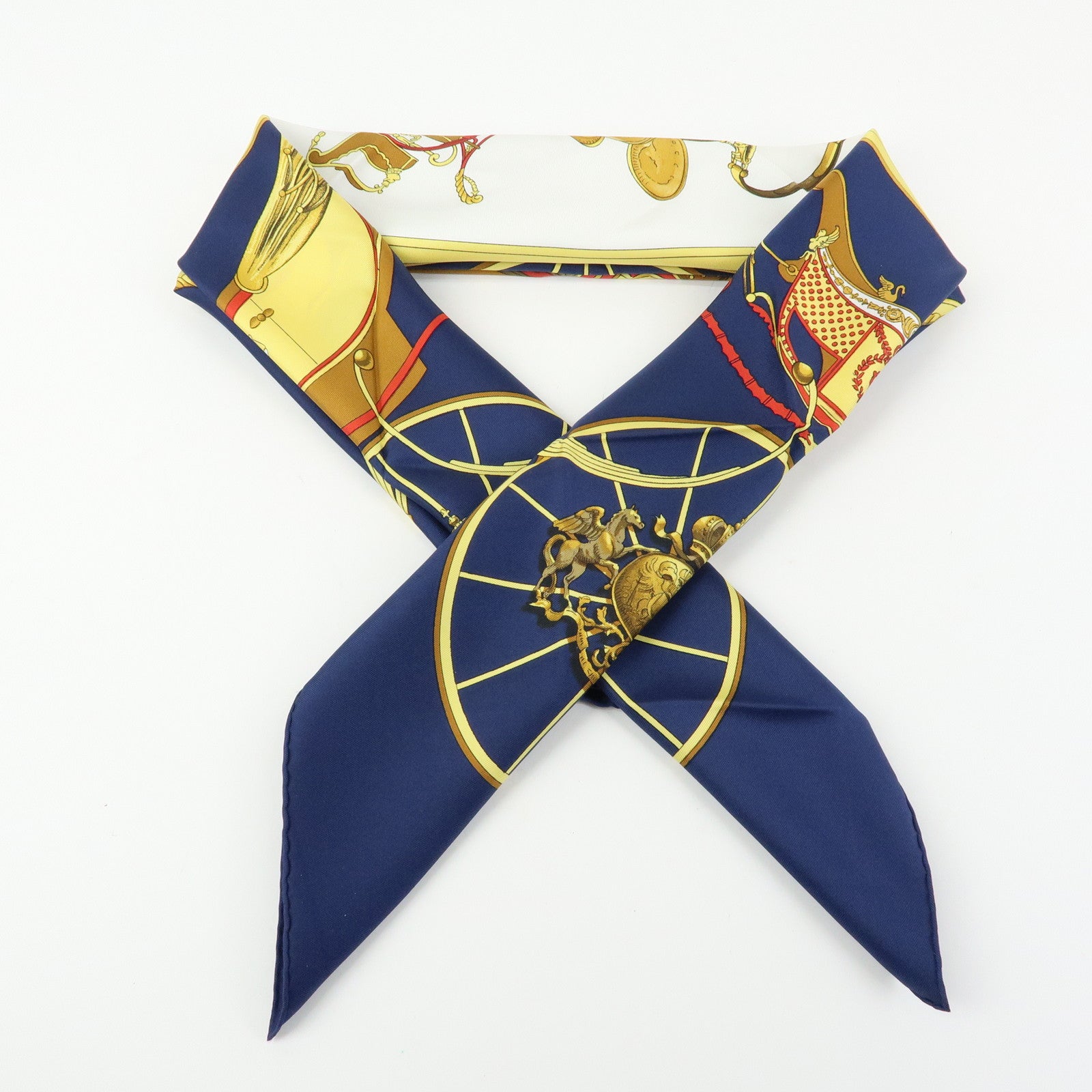 HERMES Carre 90 Silk 100% Scarf SPRINGS Navy Red Yellow White
