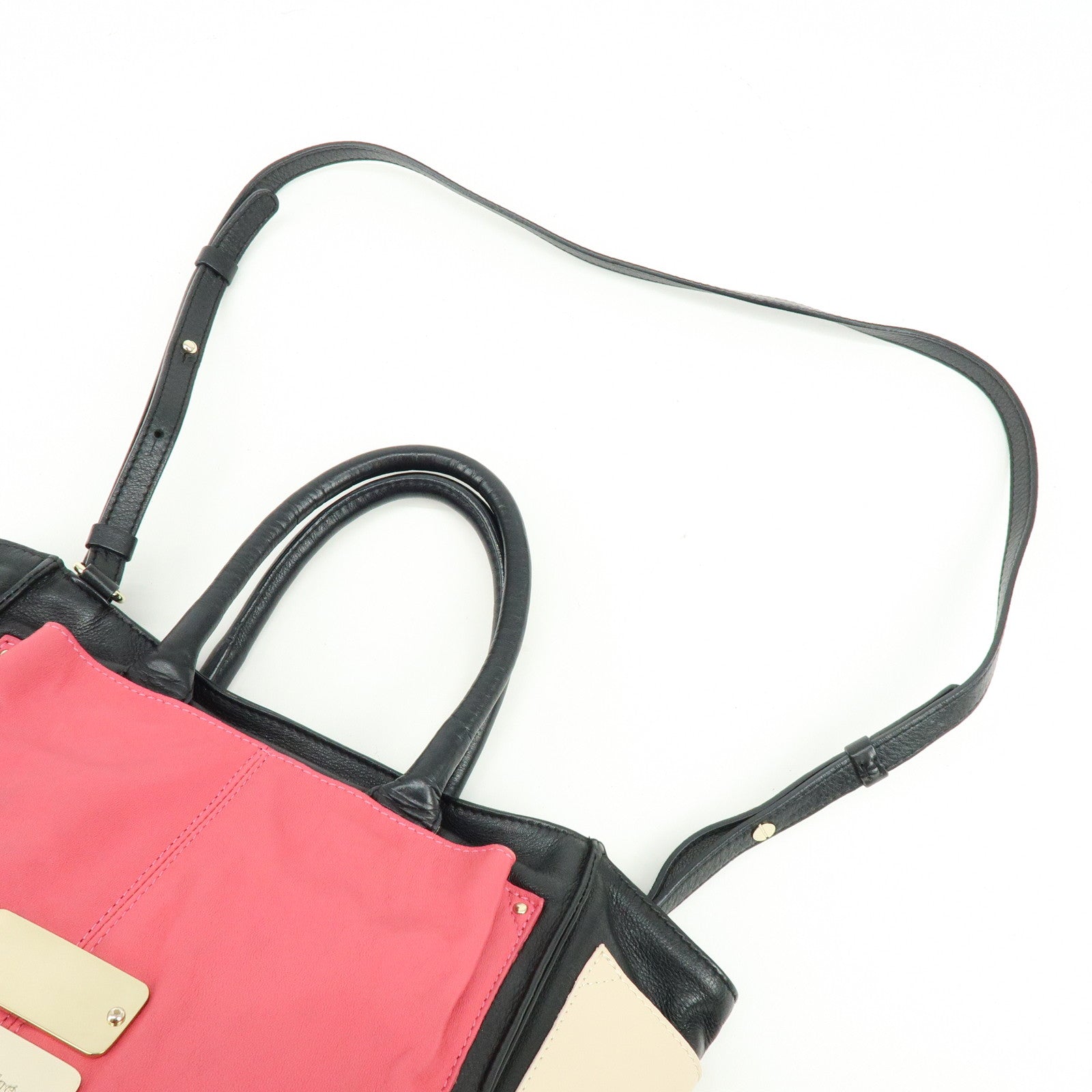Chloe See By Chloe Leather 2Way Shoulder Bag Hand Bag Pink Black