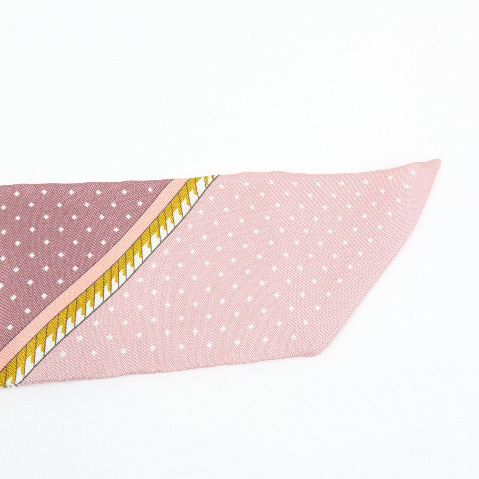 HERMES Silk 100% Twilly Les Voitures a Transformation Yellow Pink