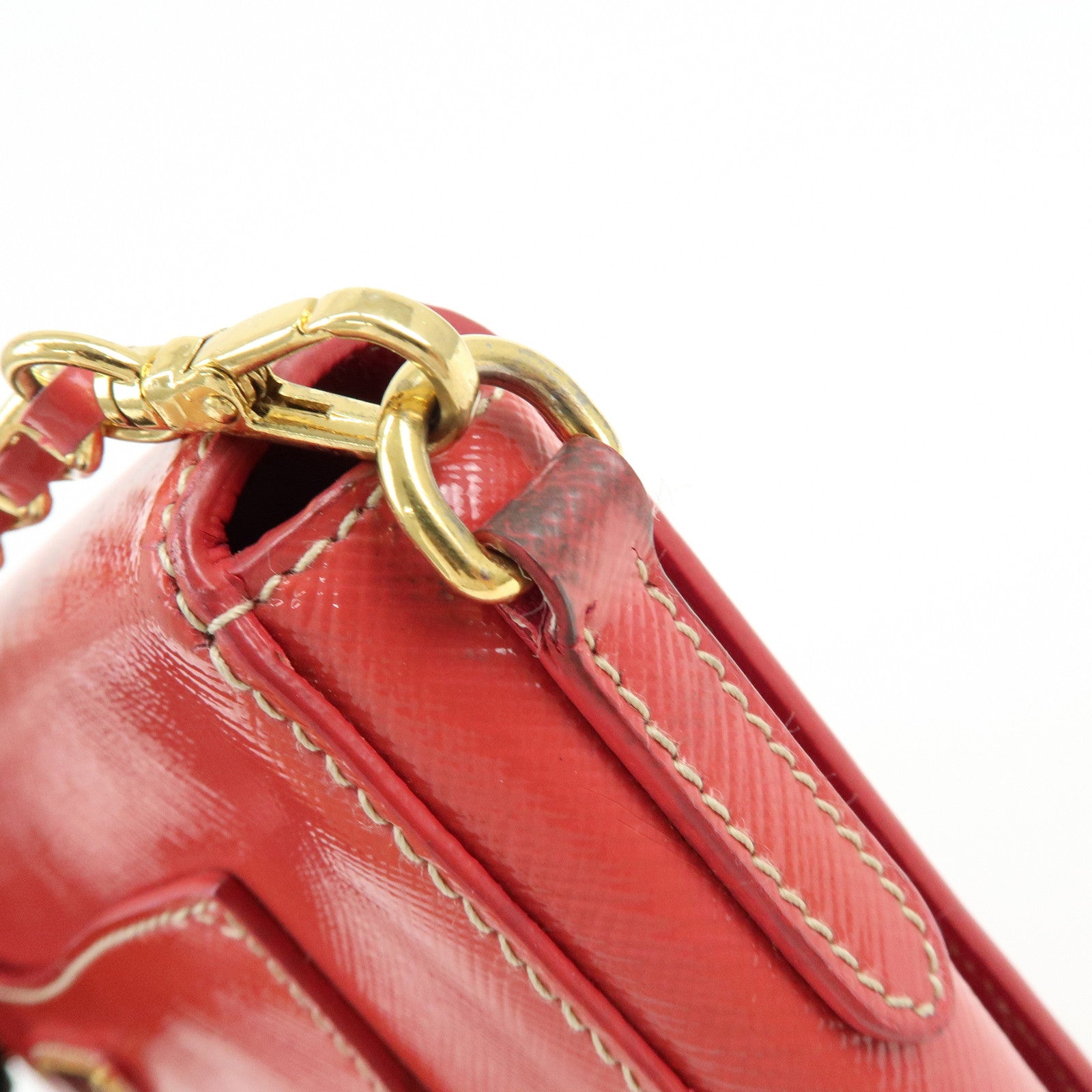 PRADA Patent Leather 2Way Shoulder Chain Bag Hand Bag Pink