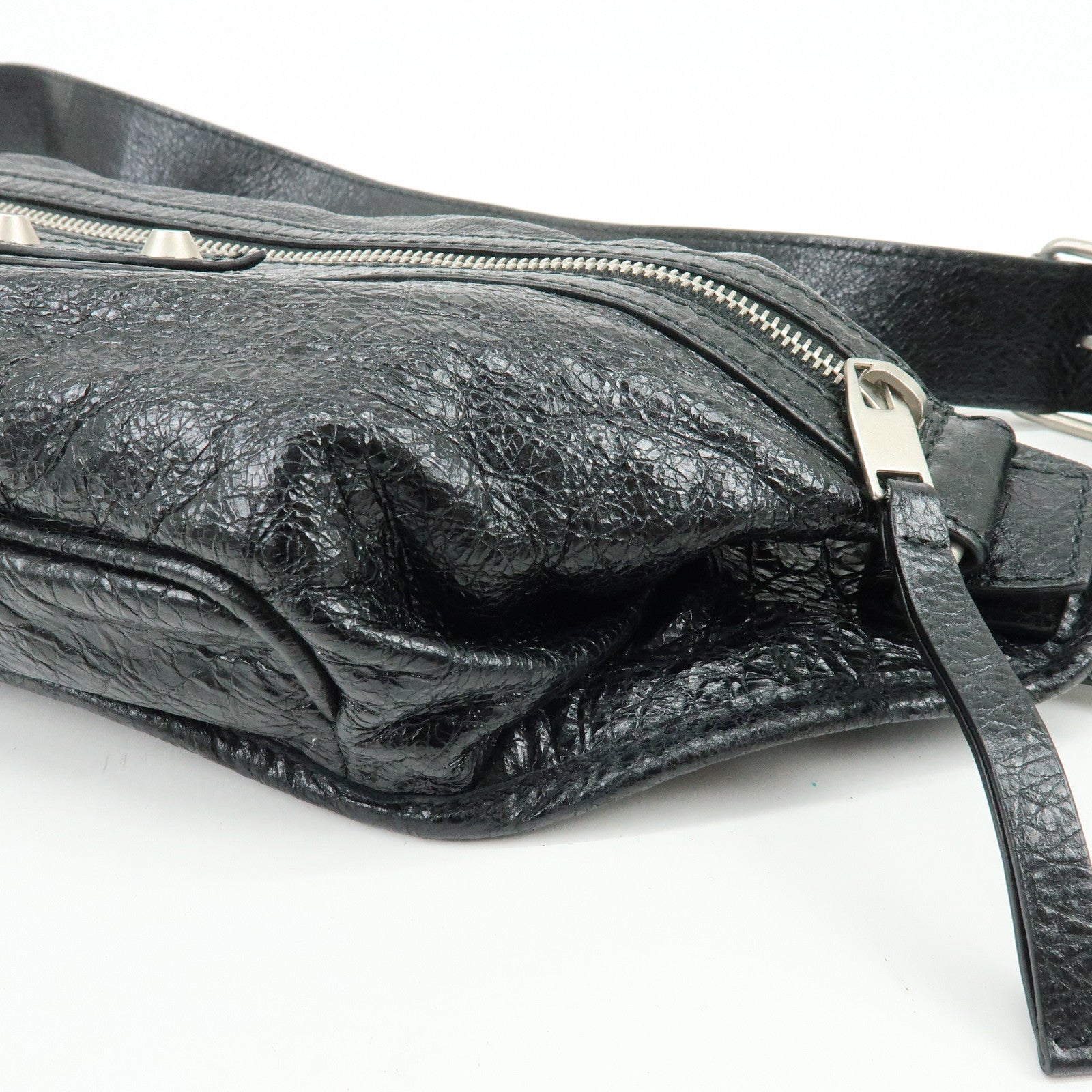 BALENCIAGA Neo Lift Leather Waist Bag Body Bag Black 542013