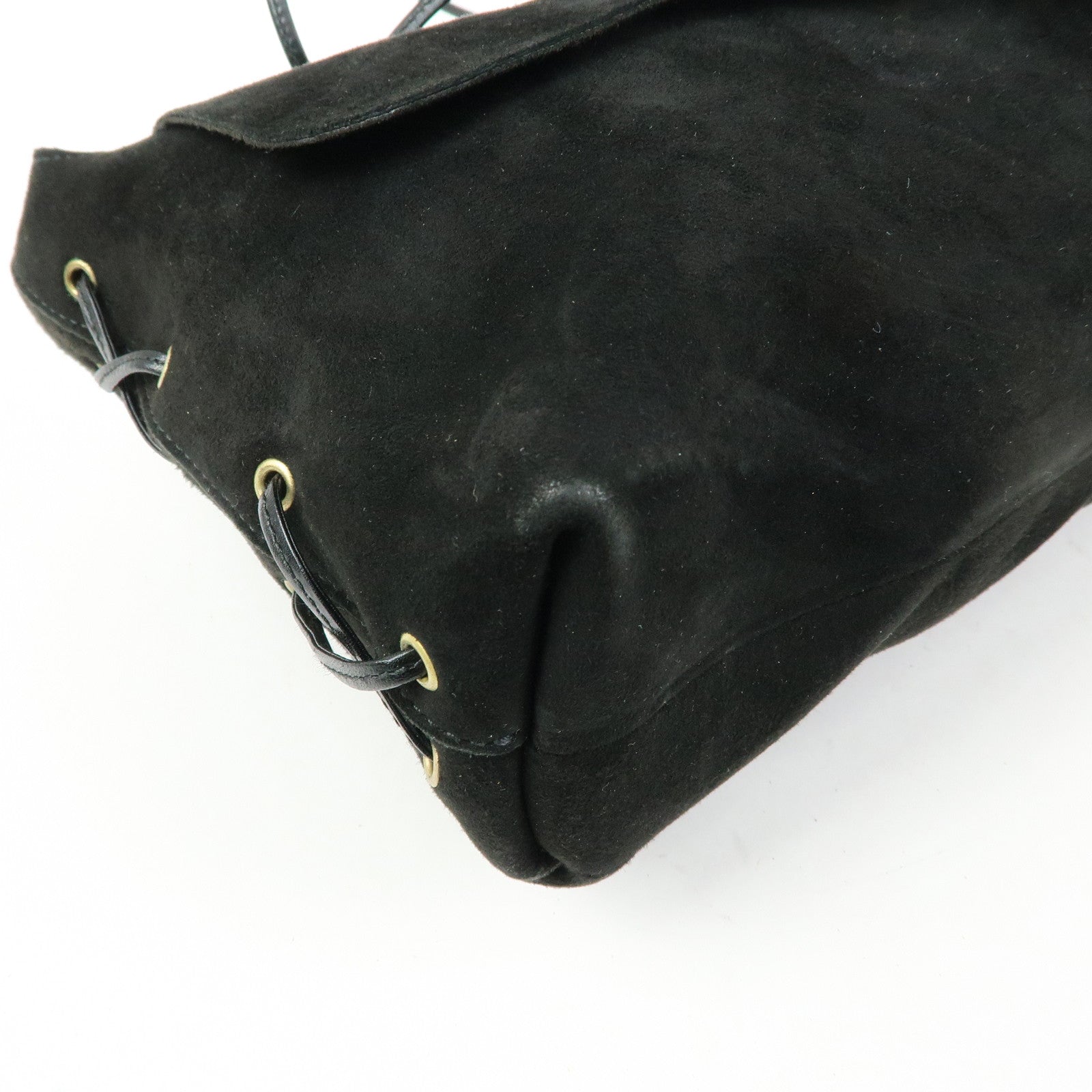 GUCCI Heart Suede Leather Shoulder Bag Crossbody Bag Black 95107