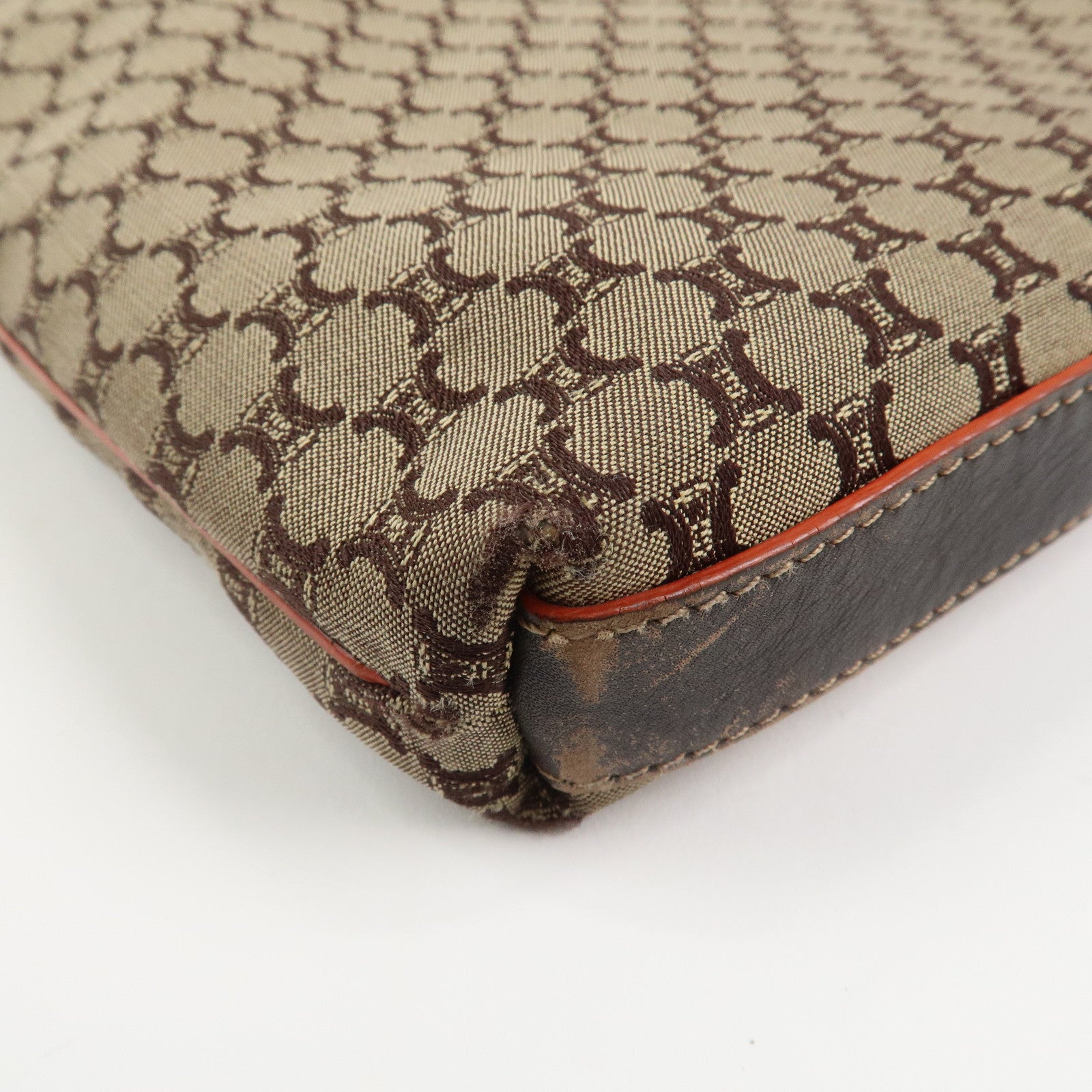 CELINE Macadam Canvas Leather Tote Bag Shoulder Bag Beige Brown