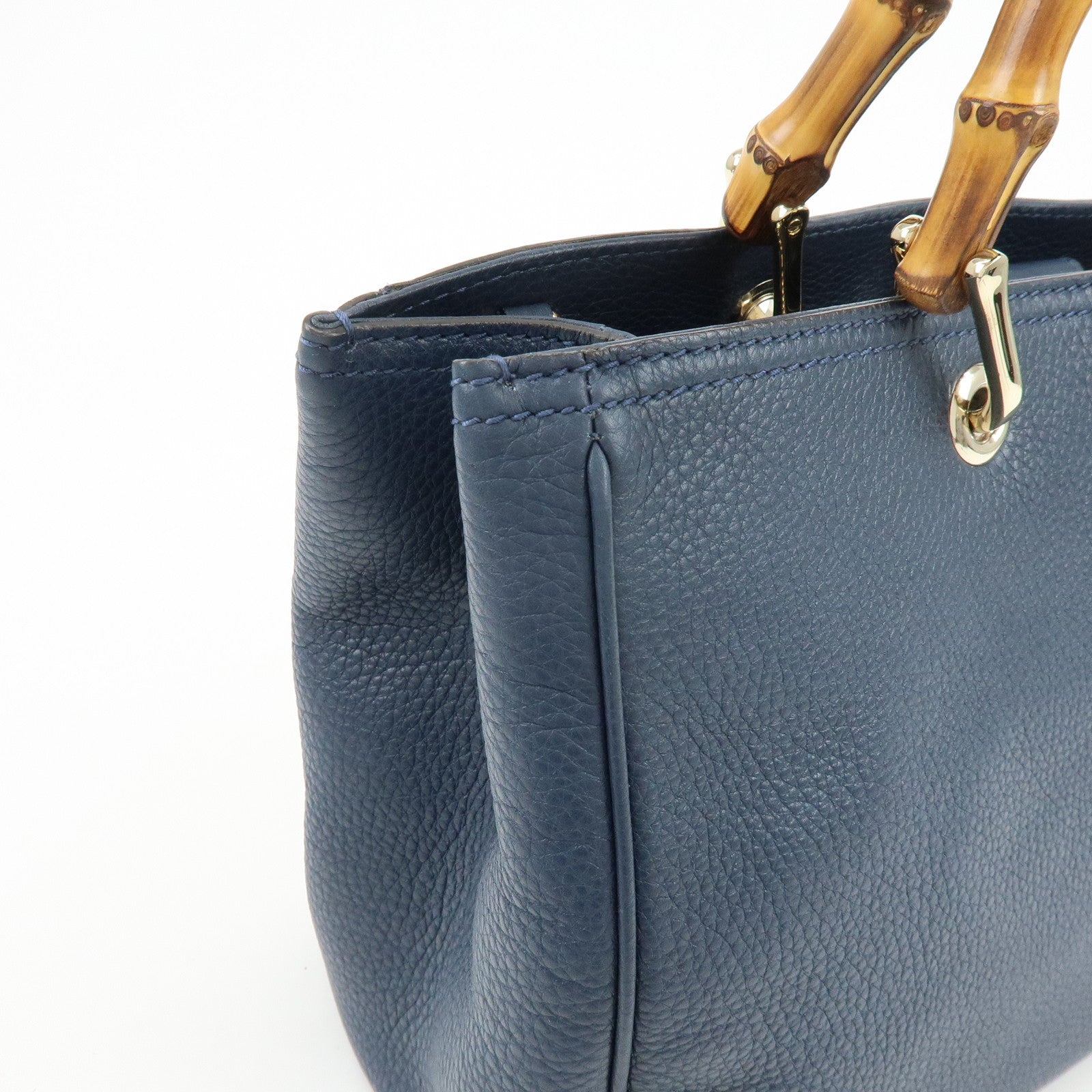 GUCCI Bamboo Shopper Medium 2Way Bag Shoulder Bag Navy 323660