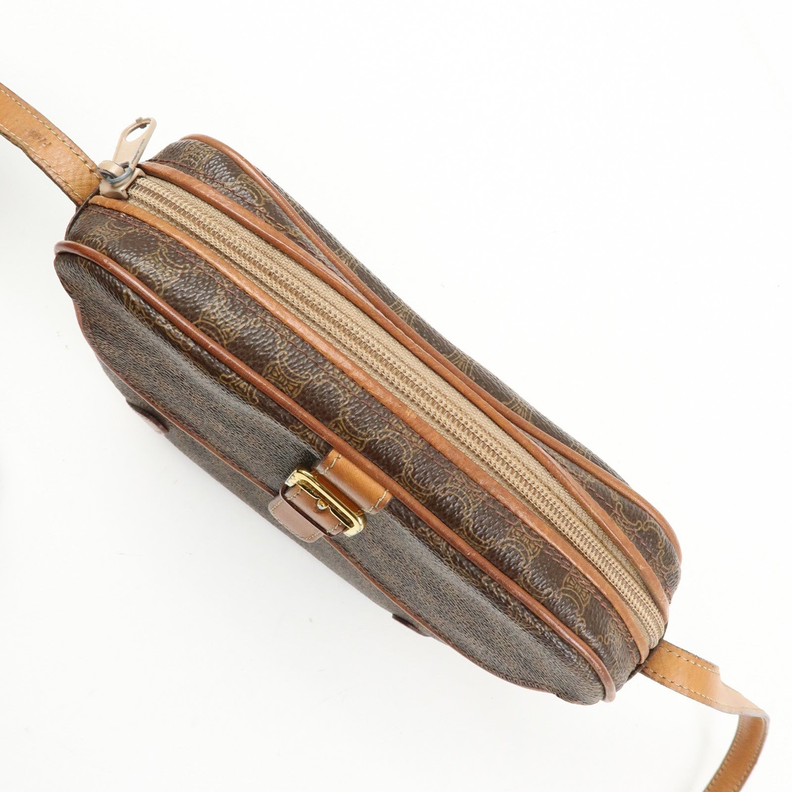 CELINE Macadam PVC Leather Shoulder Bag Crossbody Bag Brown