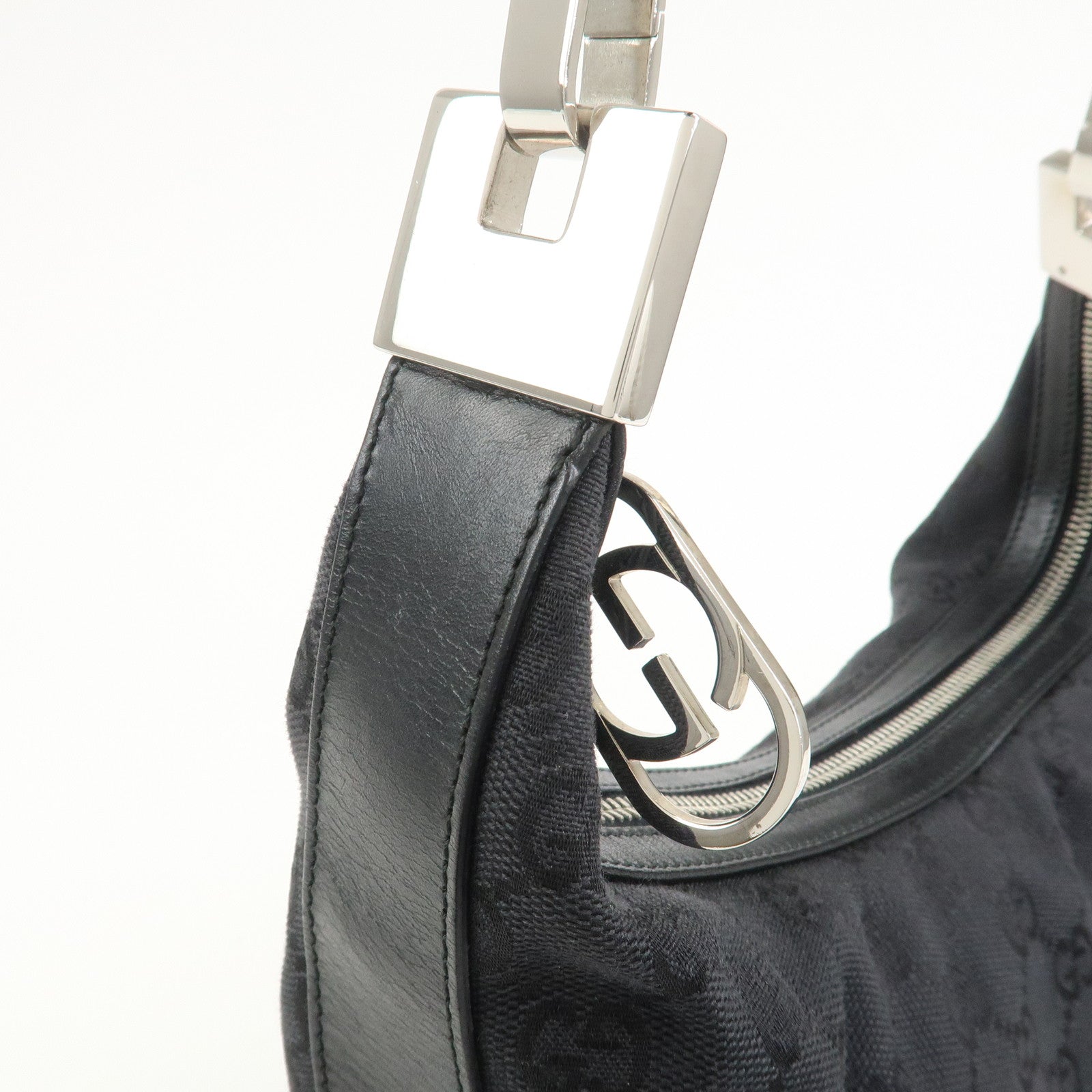 GUCCI Logo GG Canvas Leather Shoulder Bag Hand Bag Black 001.3814